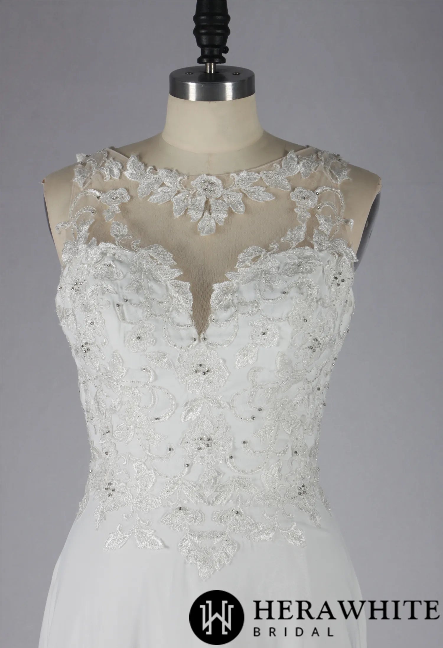 Embroidered And Lace On Net Detailed With Beading Wedding Dress