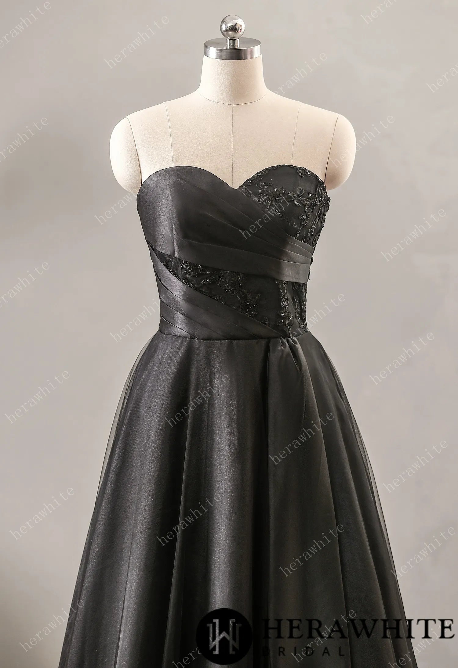 Black Strapless Wedding Dress with Sweetheart Neckline