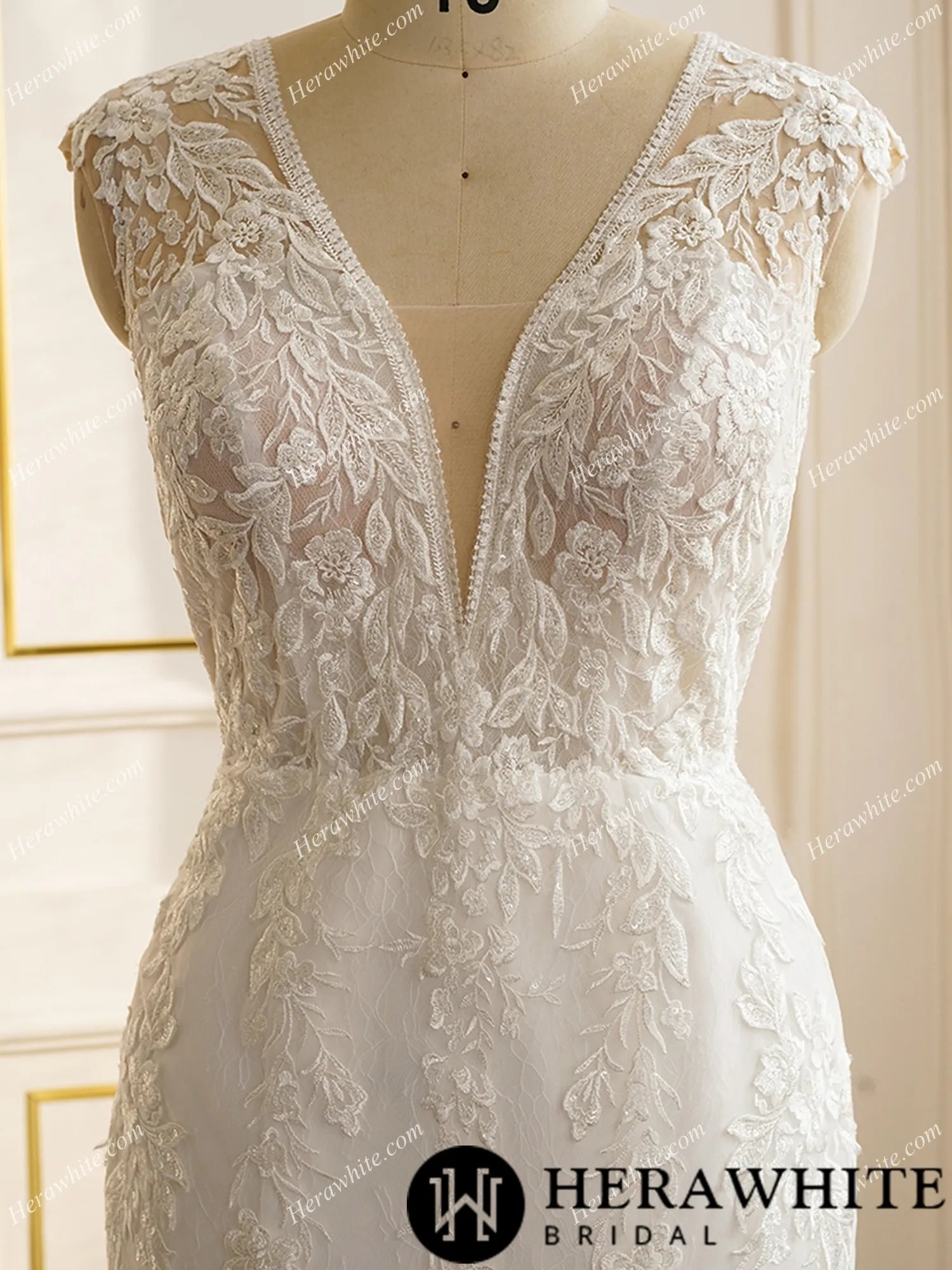 Fit and Flare &Trumpet Plunging Neckline Wedding Dress