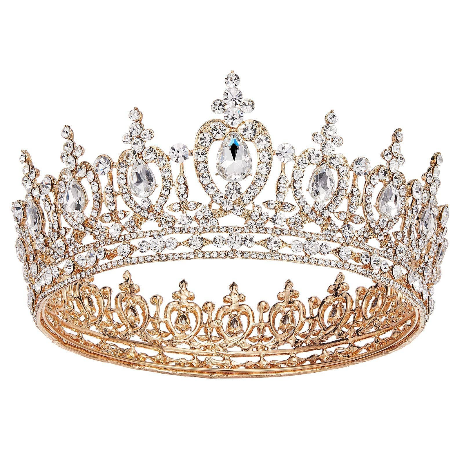 Baroque Queen Crown for Women Wedding Tiara for Bride Gold
