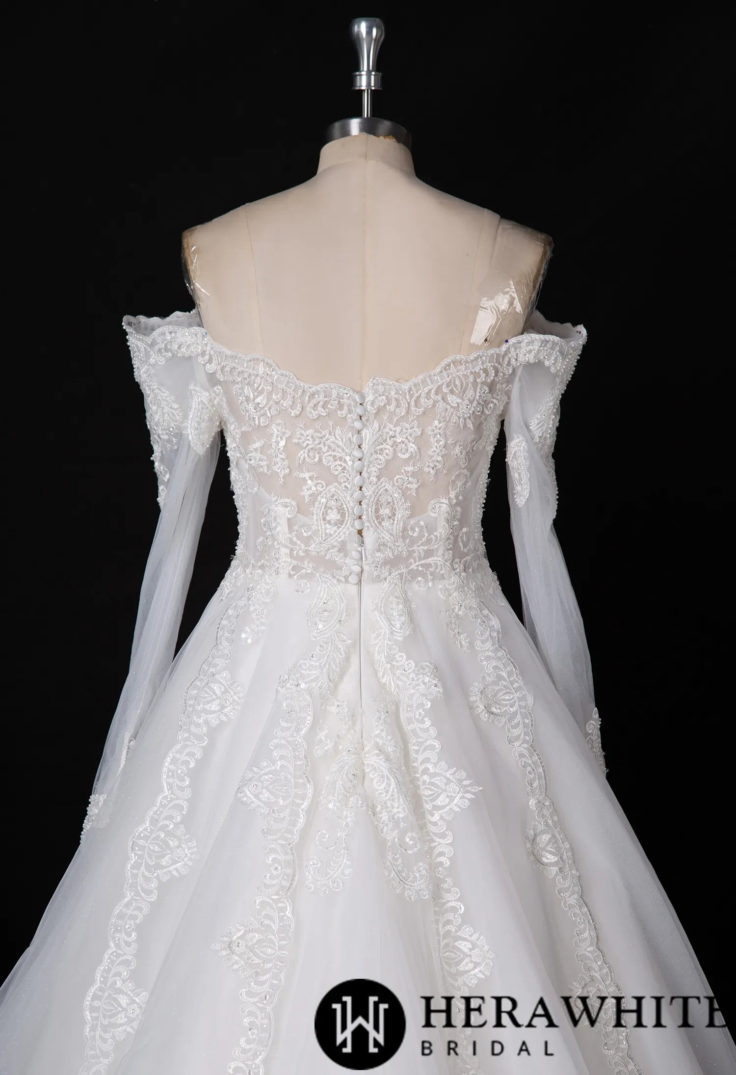 Long Sleeve Wedding Gown With Illusion Plunge