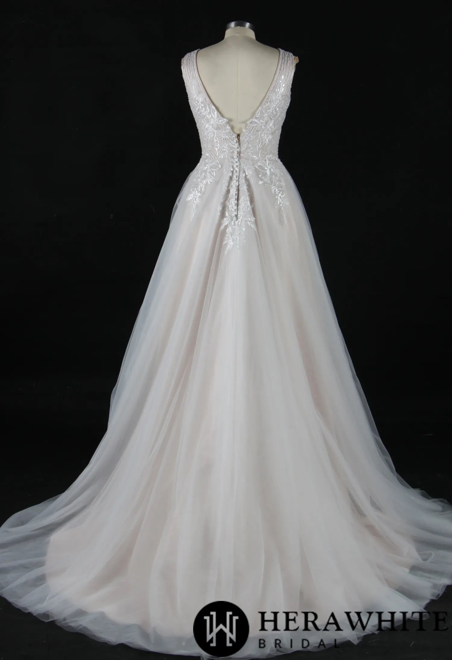 Glamorous Beading V-Neck Ballgown Wedding Dress
