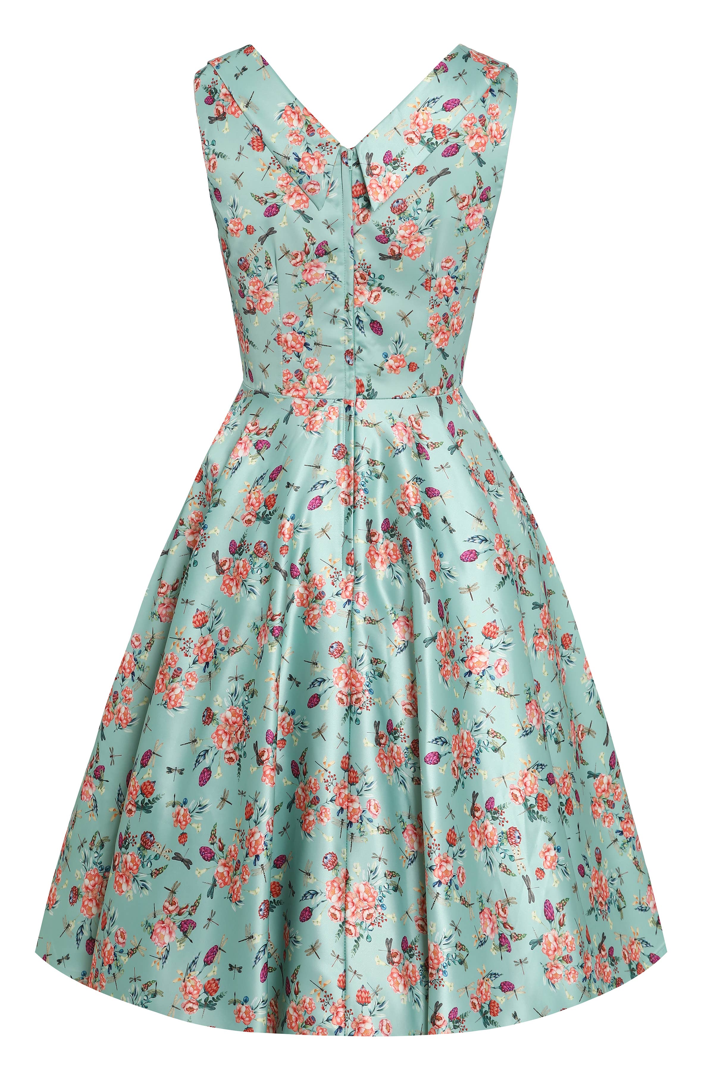 Grace Vintage Style Jive In Light Green Dragonfly Print