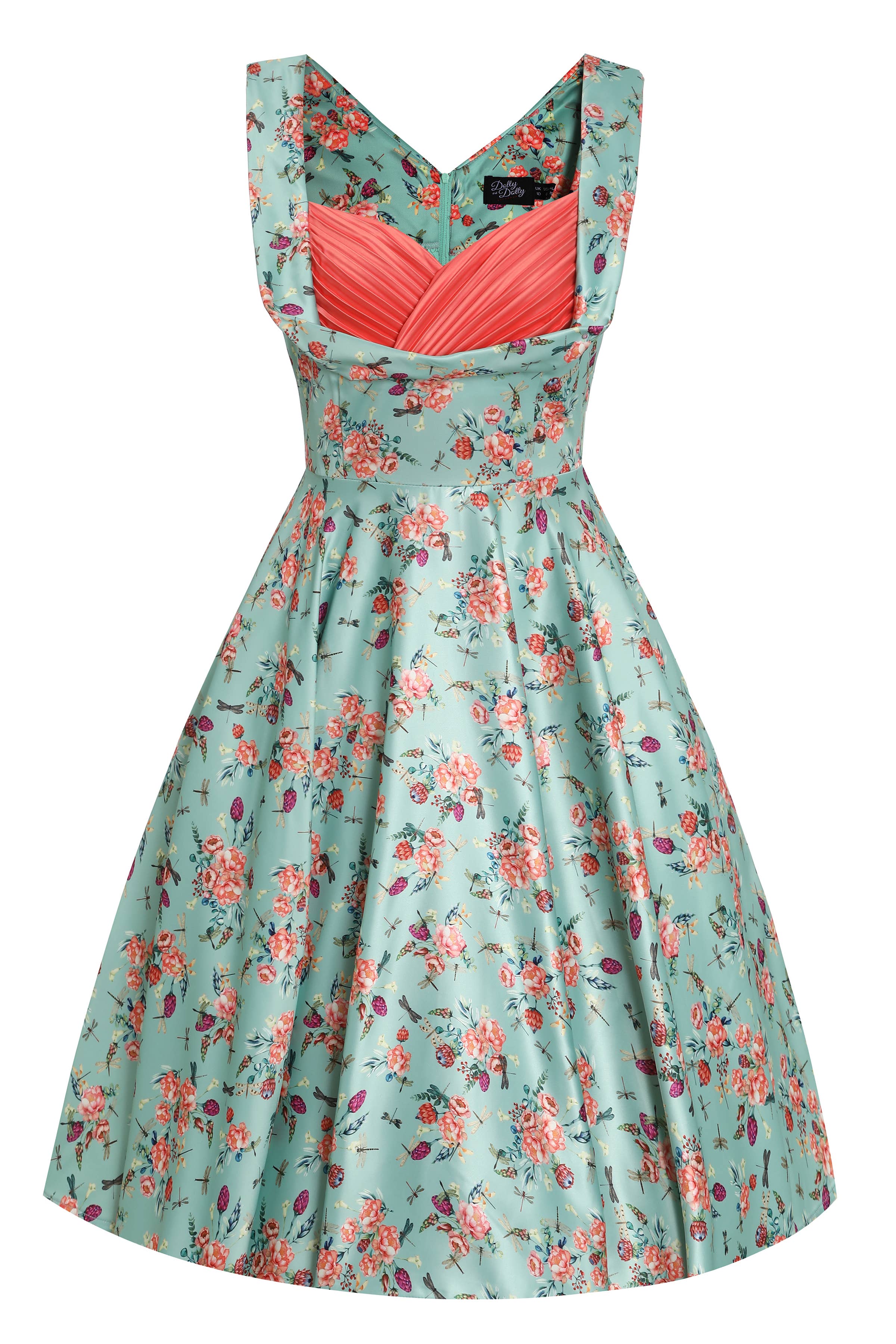 Grace Vintage Style Jive In Light Green Dragonfly Print