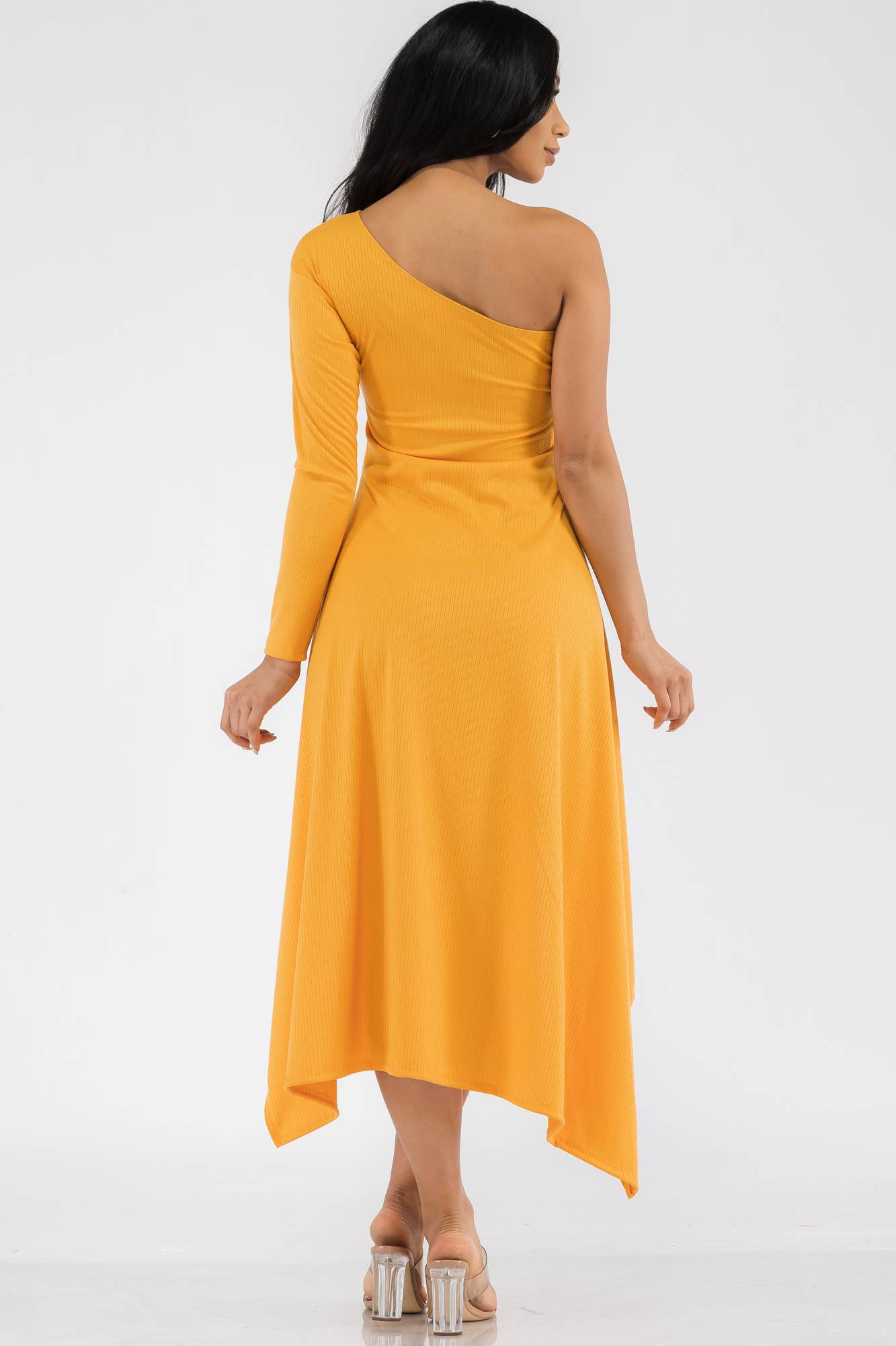 HH597R-SOL - One Shoulder High Low Maxi Dress