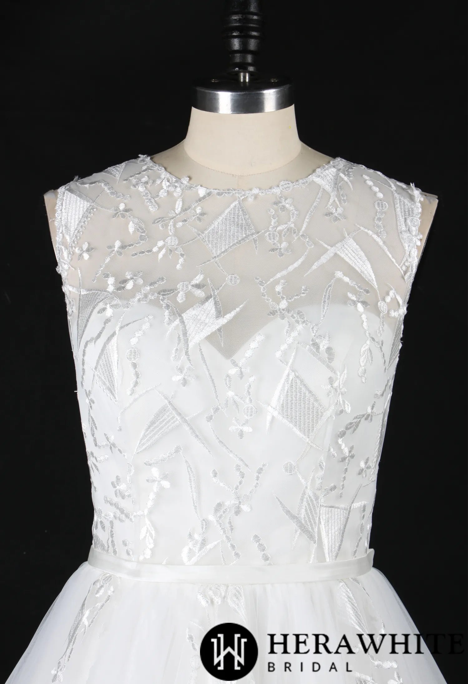 Designer Geometric Lace Appliques Bridal Ballgown