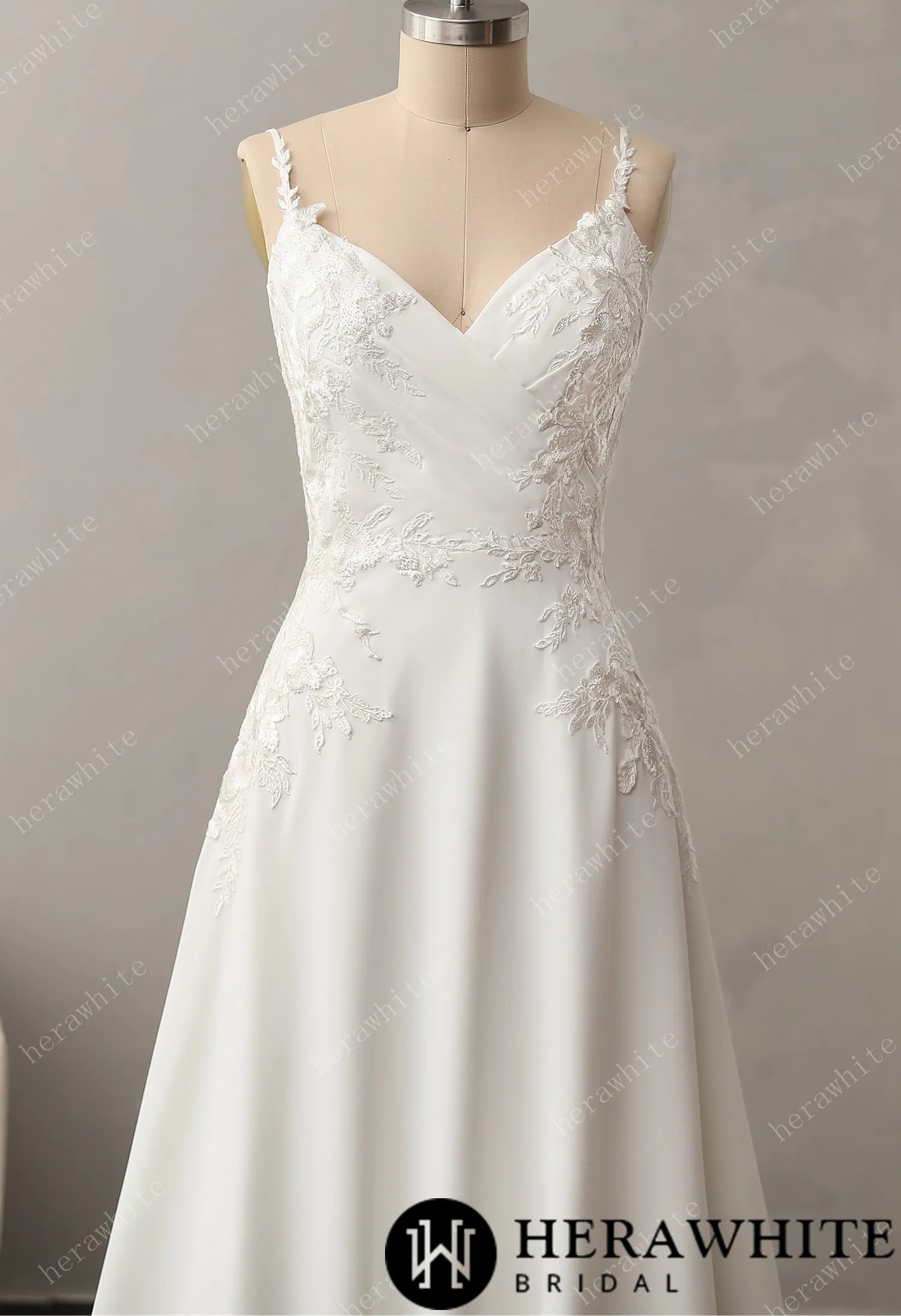 Lace A-Line Wedding Dress with Spaghetti Straps