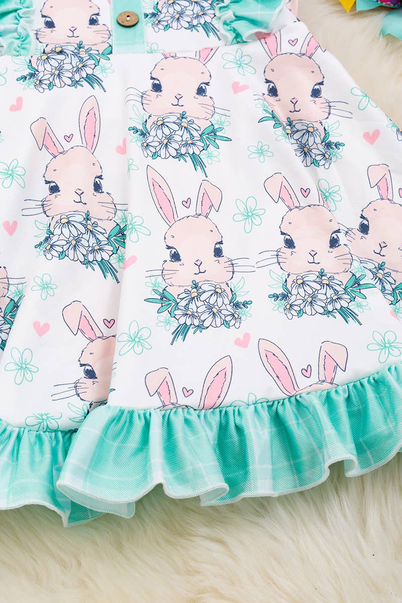 MINT EASTER BUNNY DRESS W/ RUFFLE HEM. DRG20134004 SOL: M