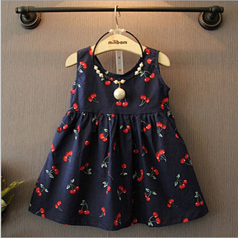 Baby / Toddler Girl Sweet Cherry Backless Sleeveless Dress