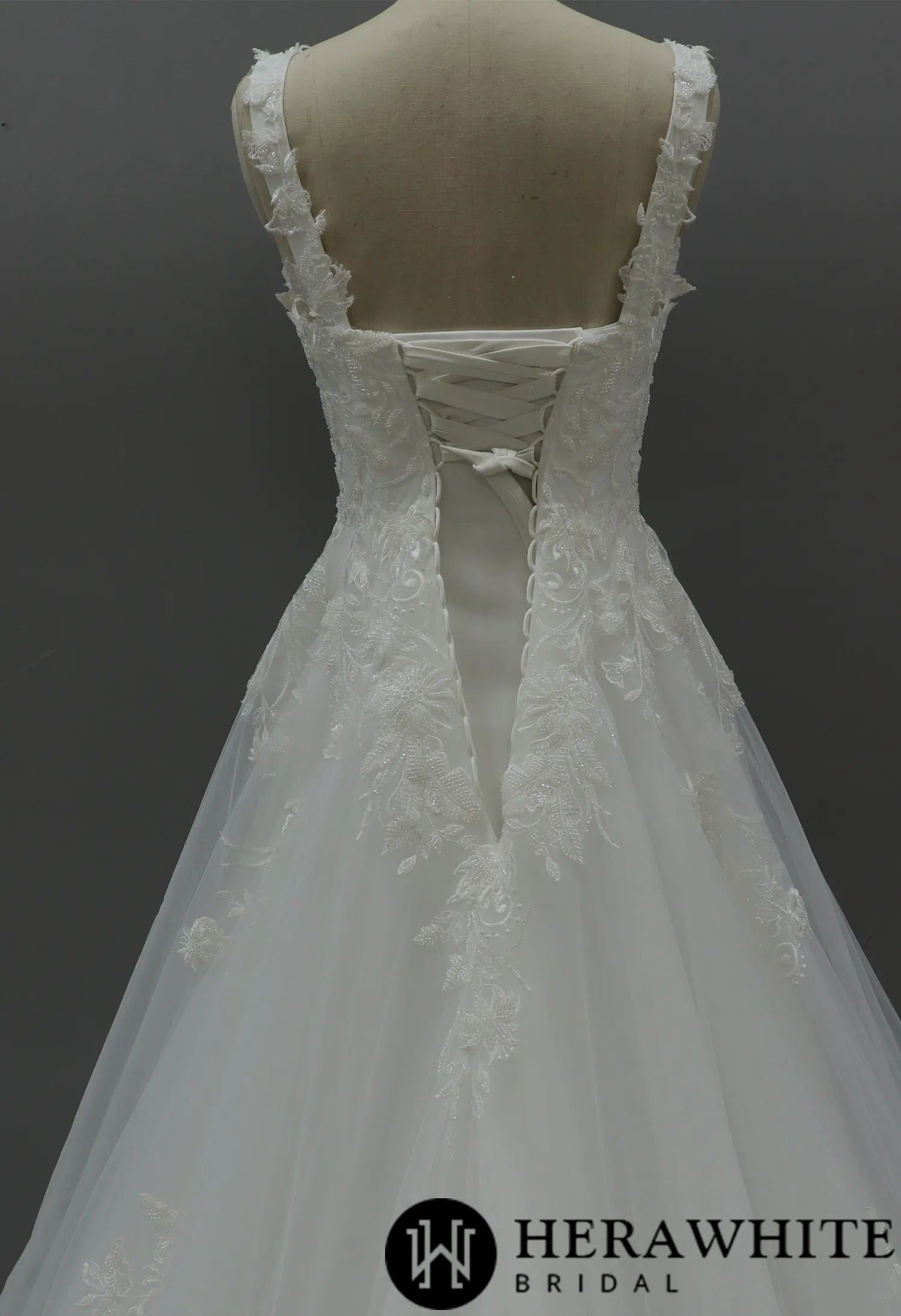Classic Beaded Square Neckline Corset Wedding Dress
