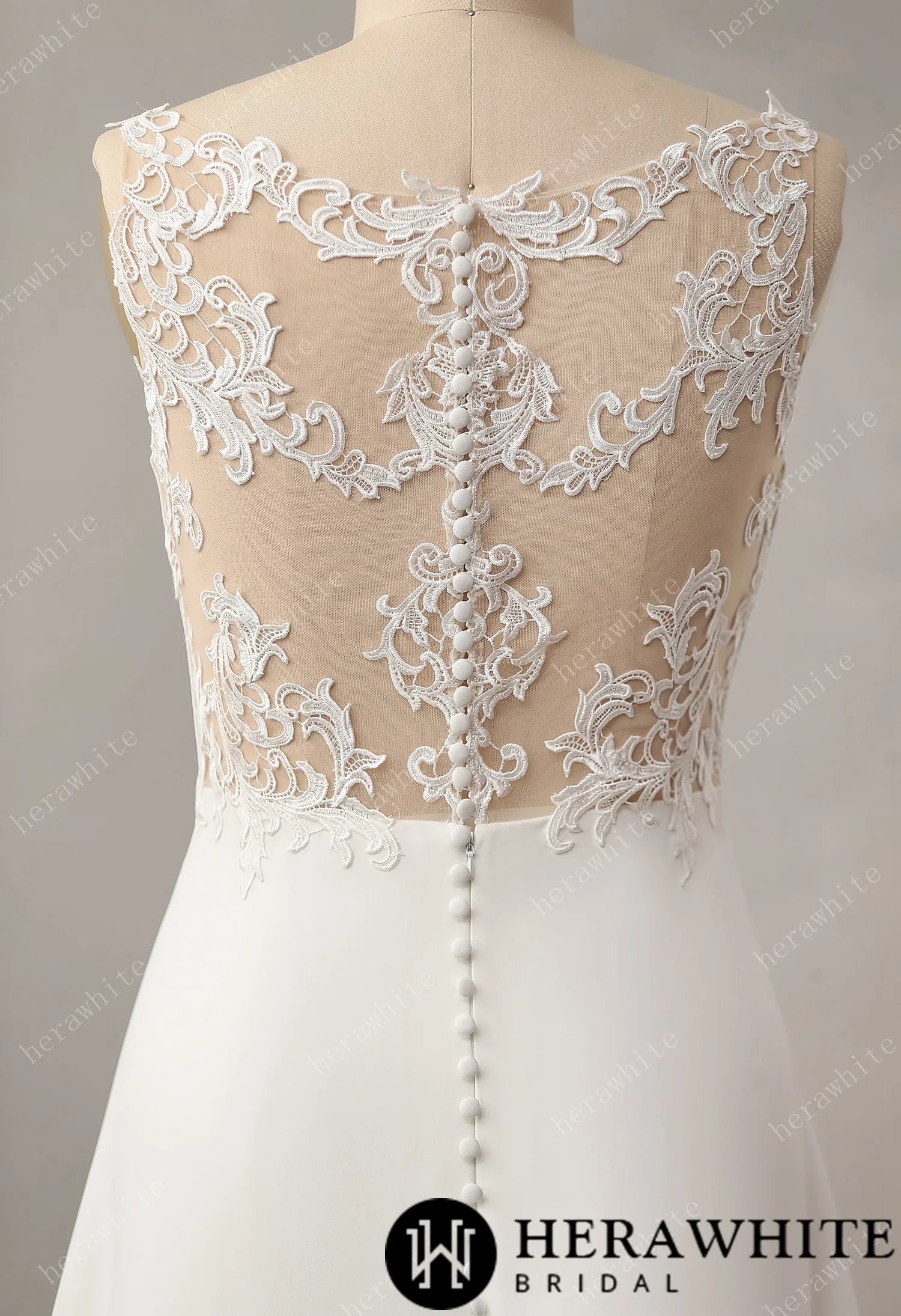 Empire Waist Crepe A-line Dress with Illusion Back
