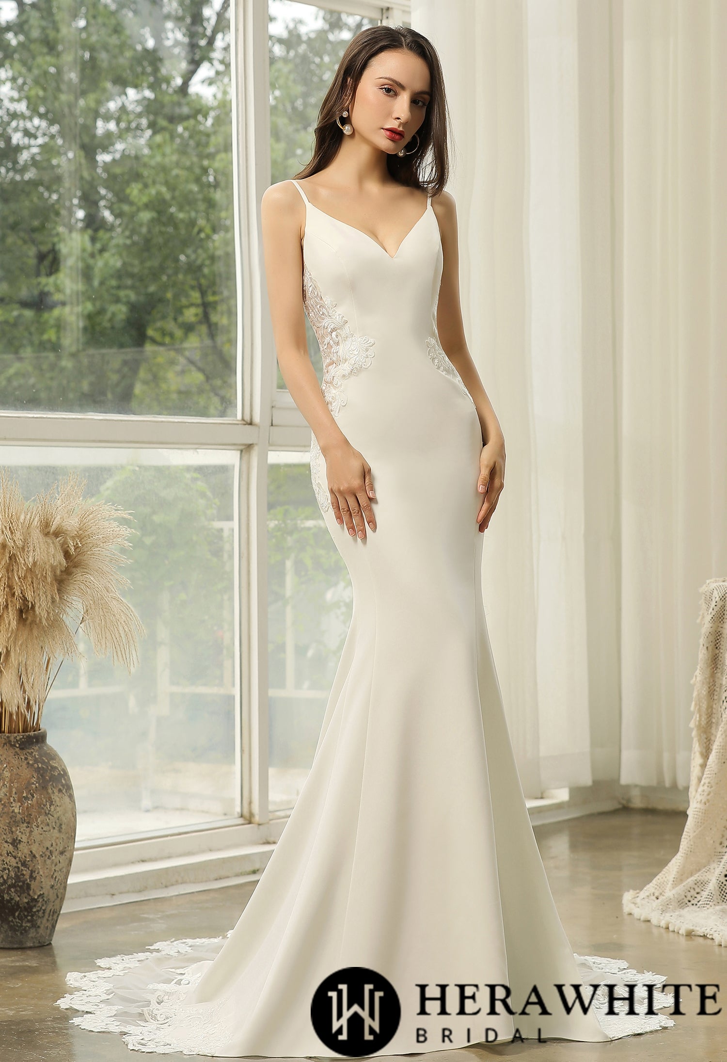 Graceful Illusion Lace Fit and Flare Wedding Dress