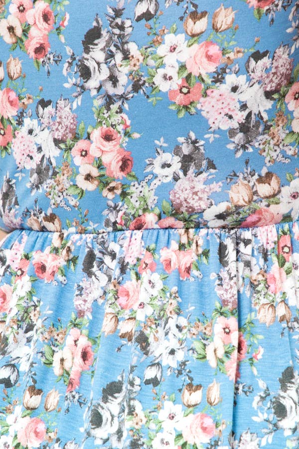 Blue floral maxi: blue/grey