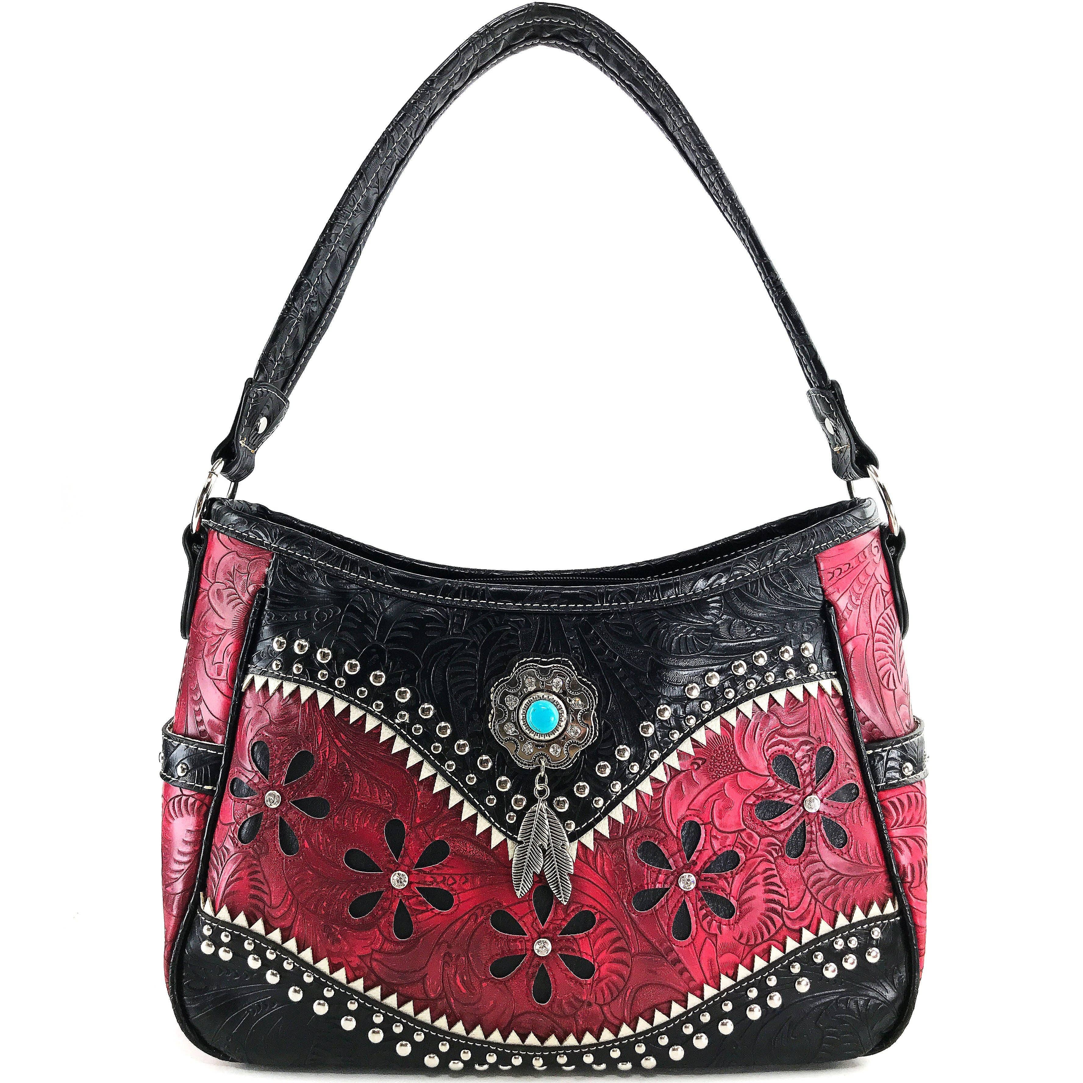 Bessie Turquoise Concho Feather Western Handbag Hobo Bag