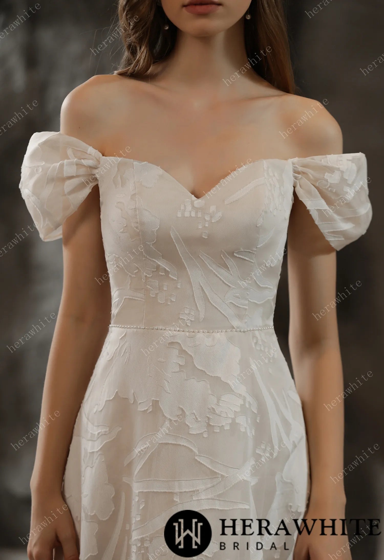 Allover Lace A-Line Wedding Dress with Off the shoulder Straps