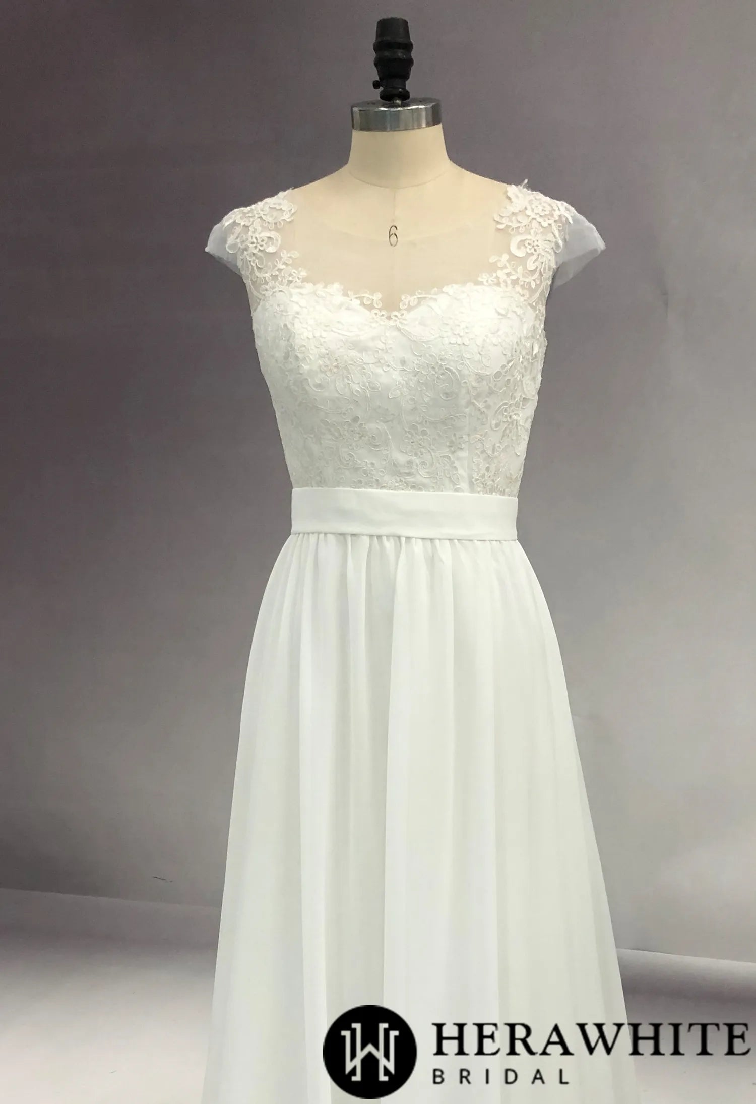 Soft Cap Sleeve Lace A-Line Wedding Dress