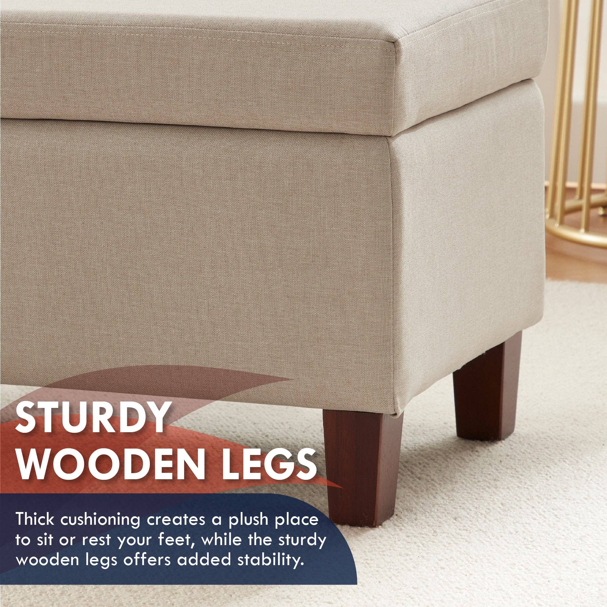 Hamilton Long Bench Storage Ottoman with Easy Lift Hinge Lid
