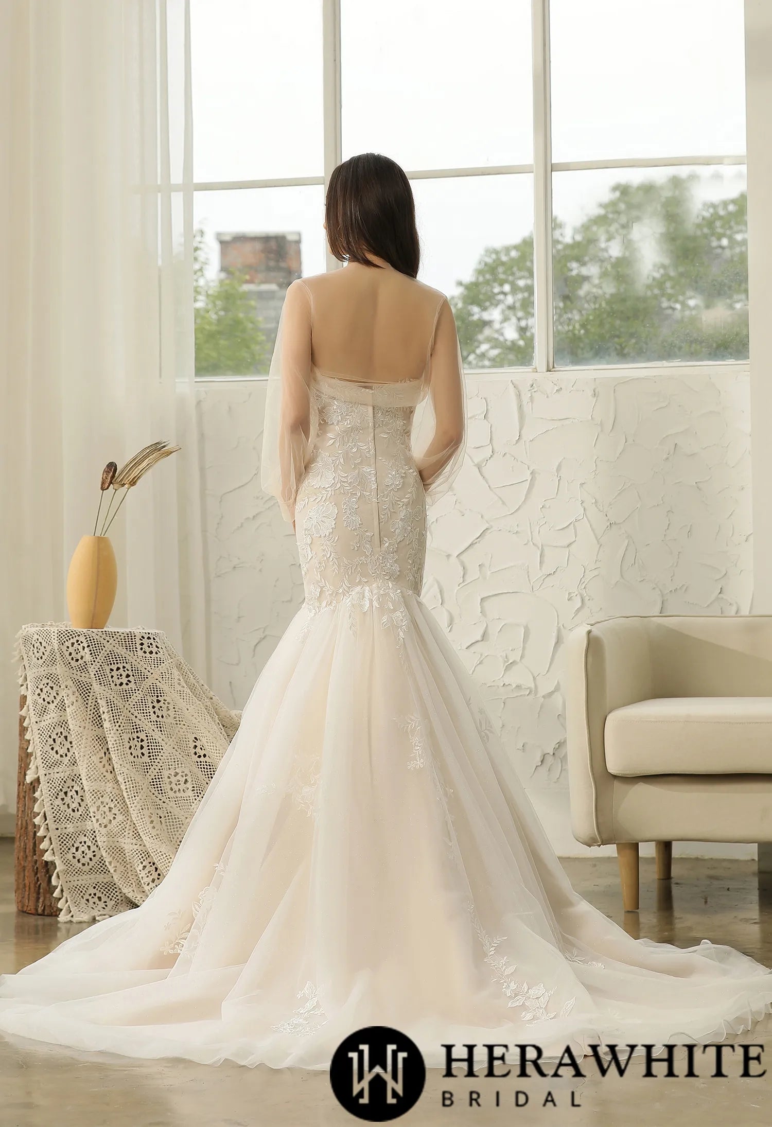 Sweetheart Lace Tulle Mermaid Wedding Gown