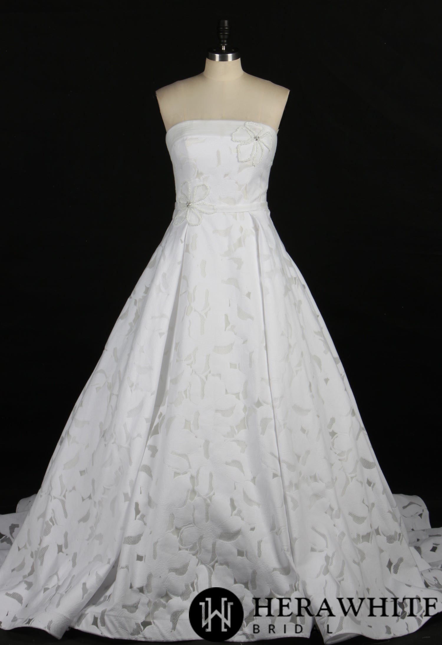 Strapless Bridal Gown With Beading Flower