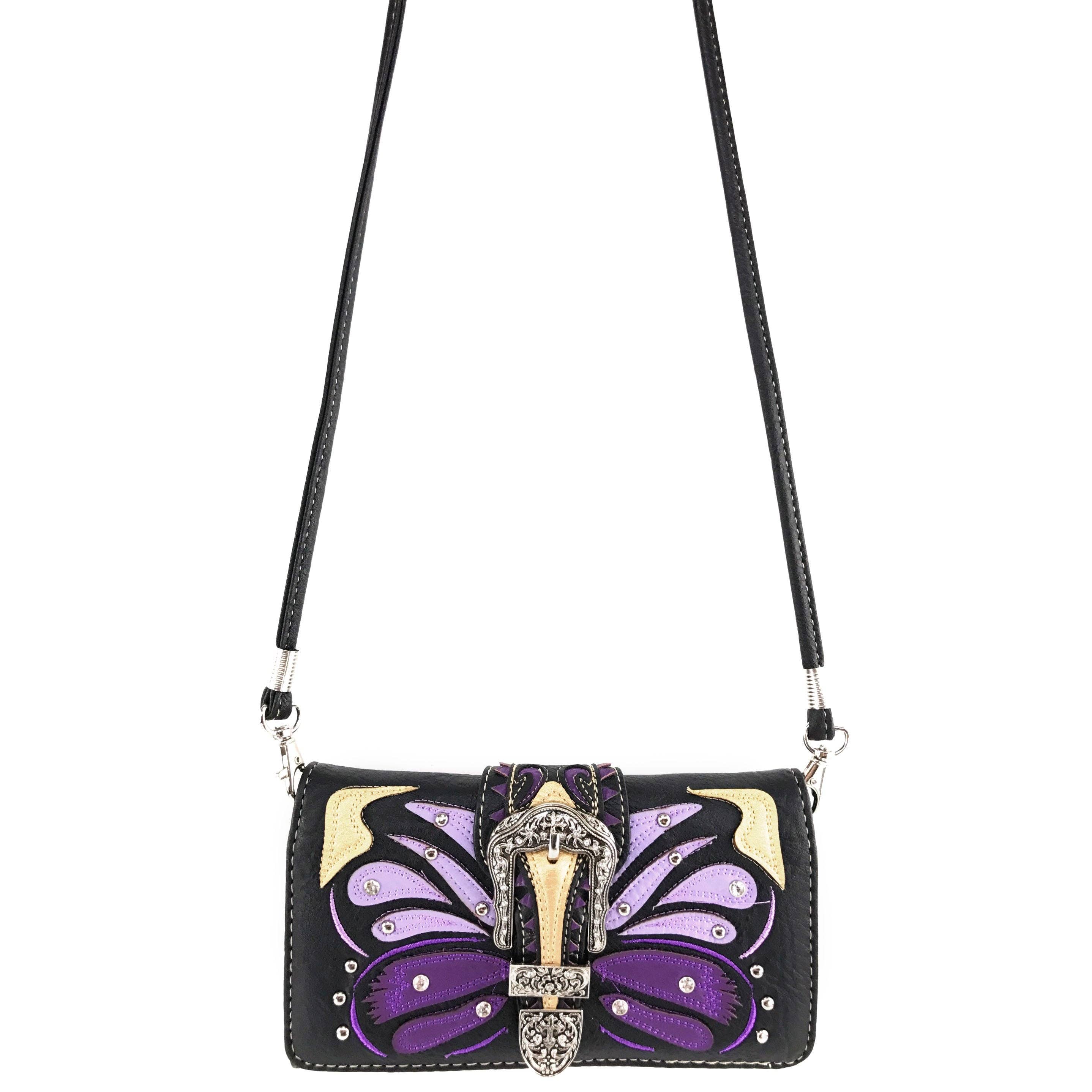 Butterfly Art Buckle Crossbody Wallet