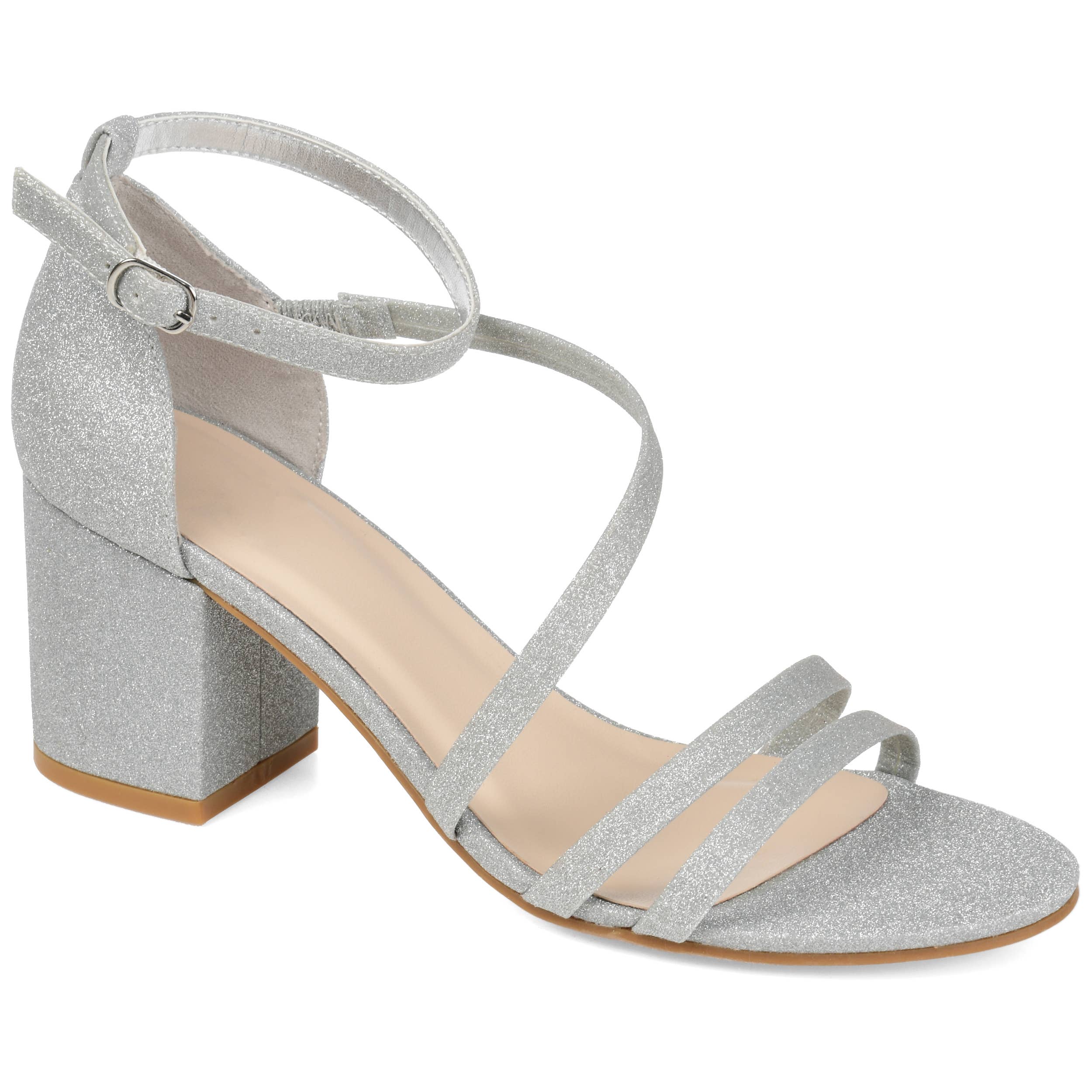 Bella Strappy Heels In Glitter Material