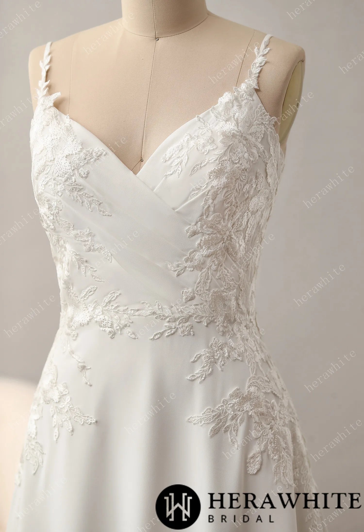 Lace A-Line Wedding Dress with Spaghetti Straps