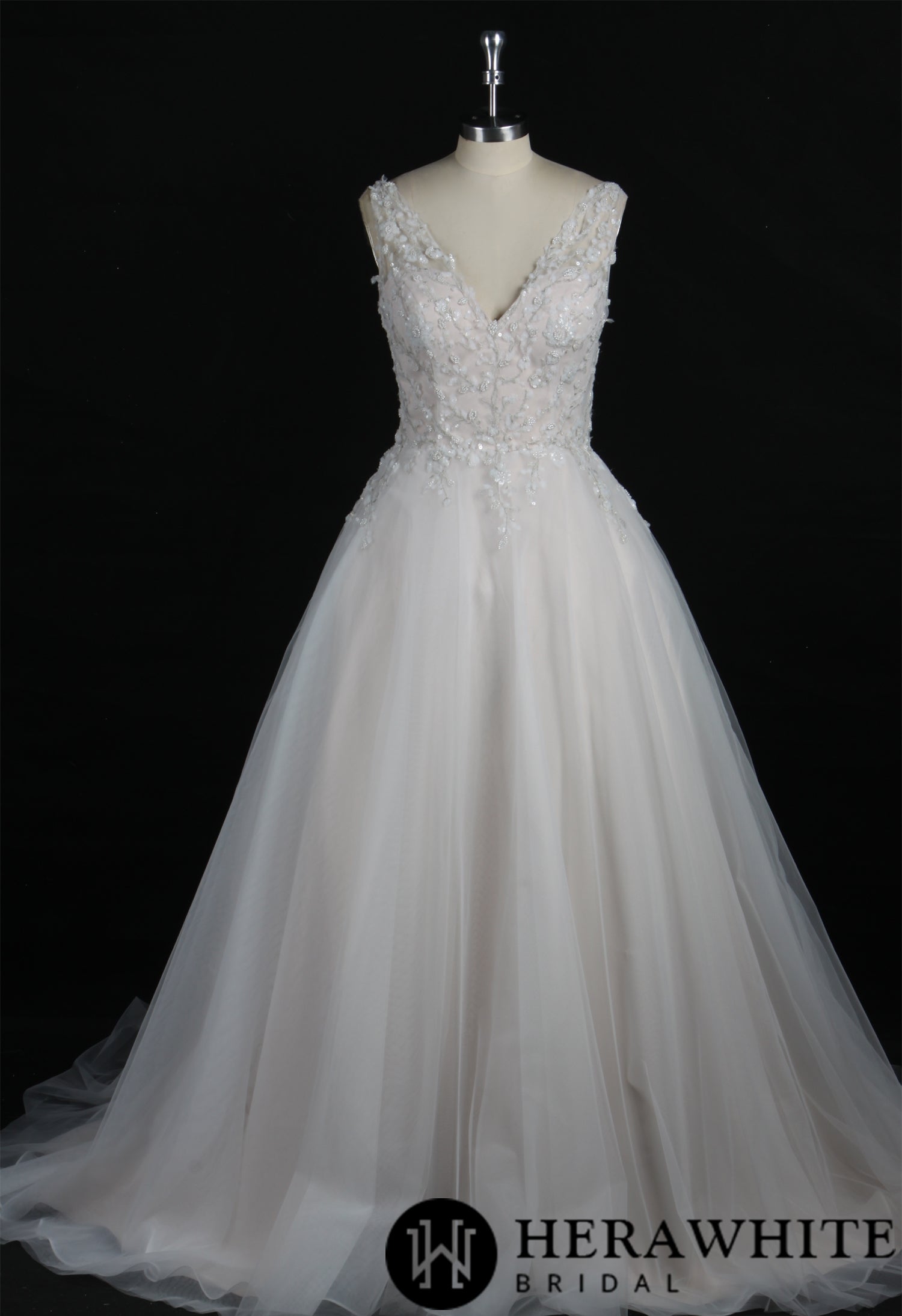 Shimmery Sequined Beading A-Line Wedding Dress