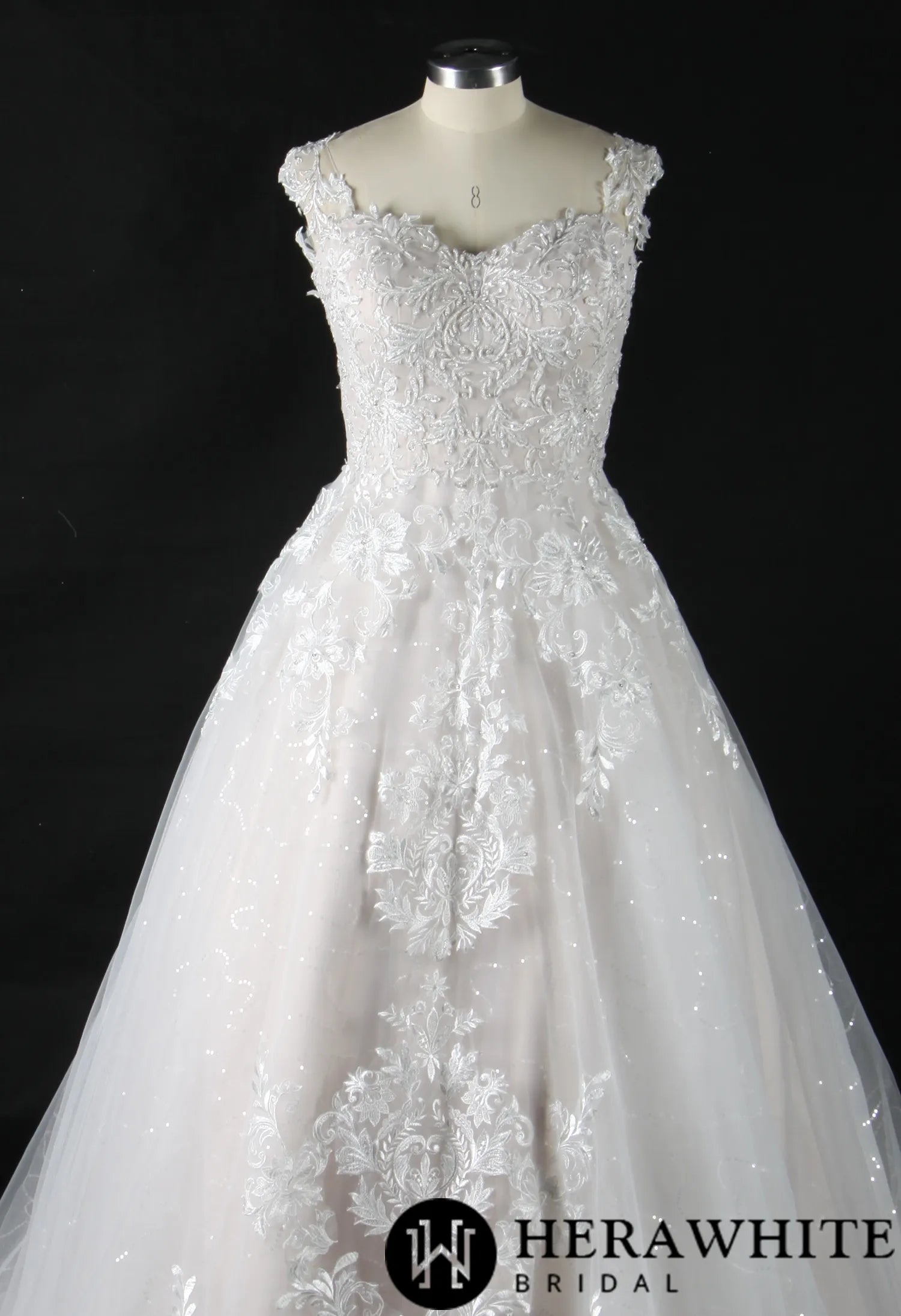 Shimmer Lace Straps A-Line Wedding Dress