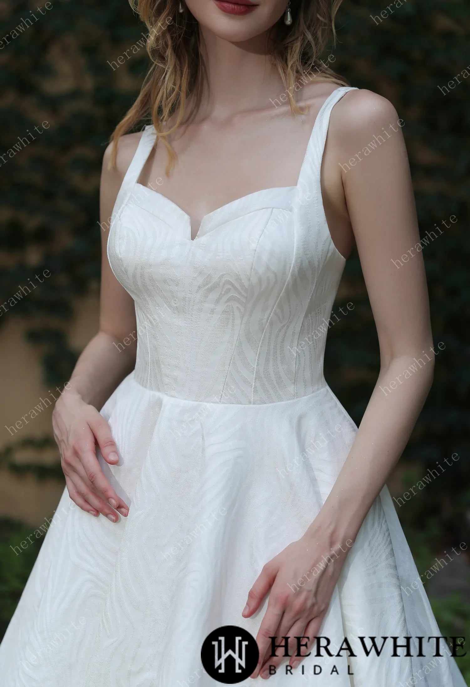 Minimalist Chic Modern Ballgown Wedding Dress With Shoulder Straps