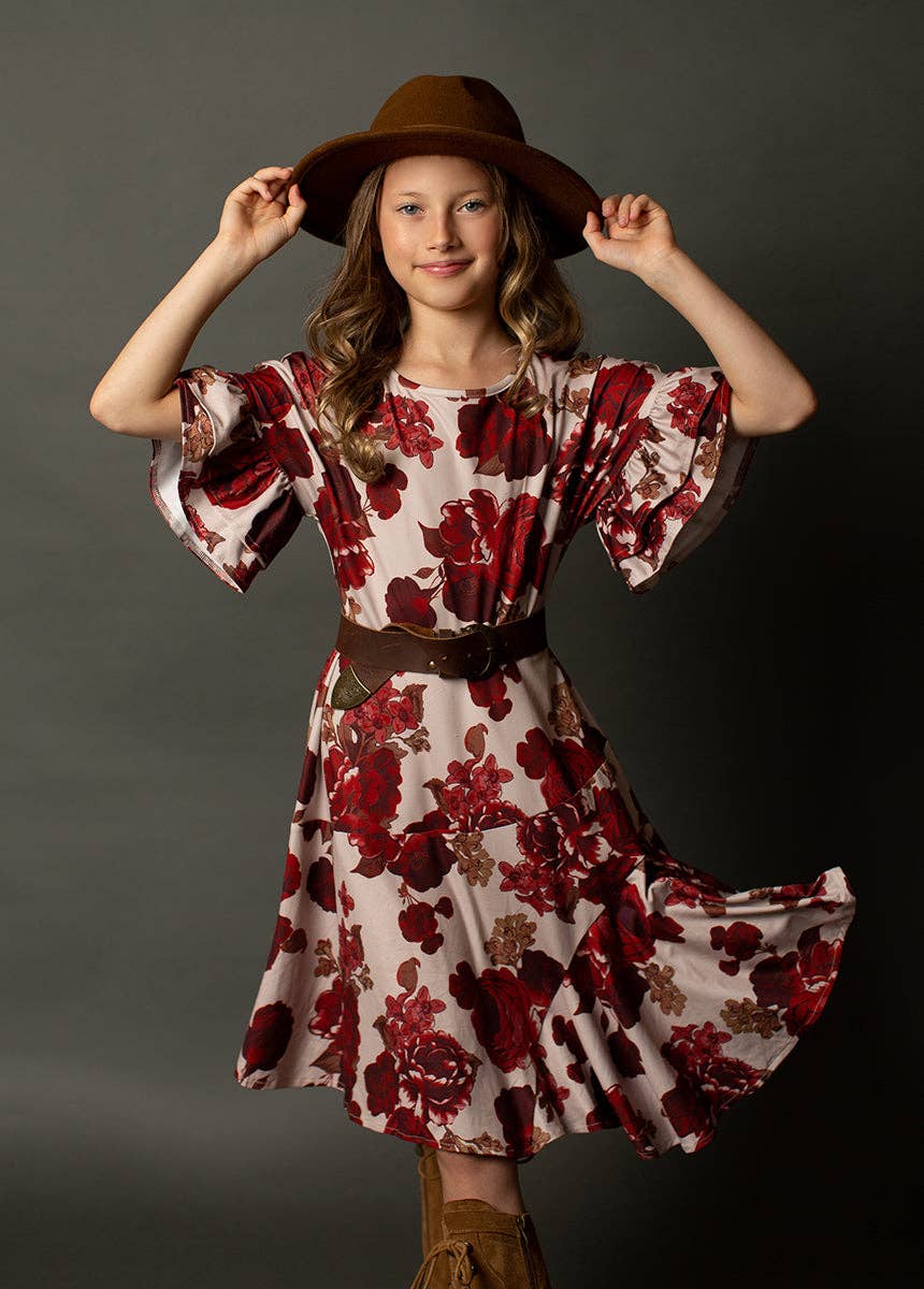 Kid's Emilia Dress in Blush Rose