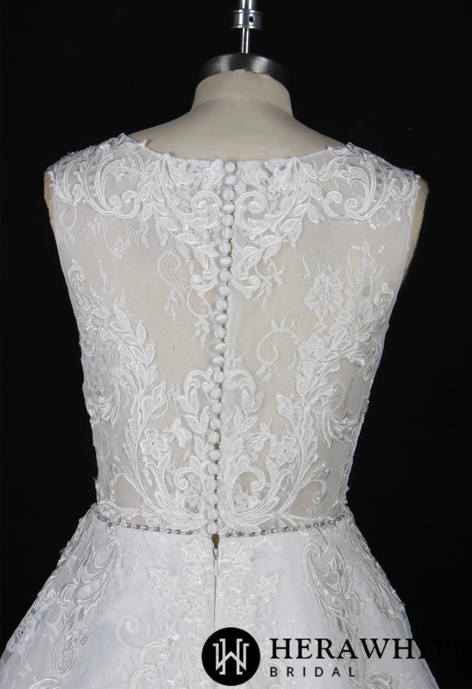 Strapless Embroidered Lace Illusion Bodice Wedding Dress