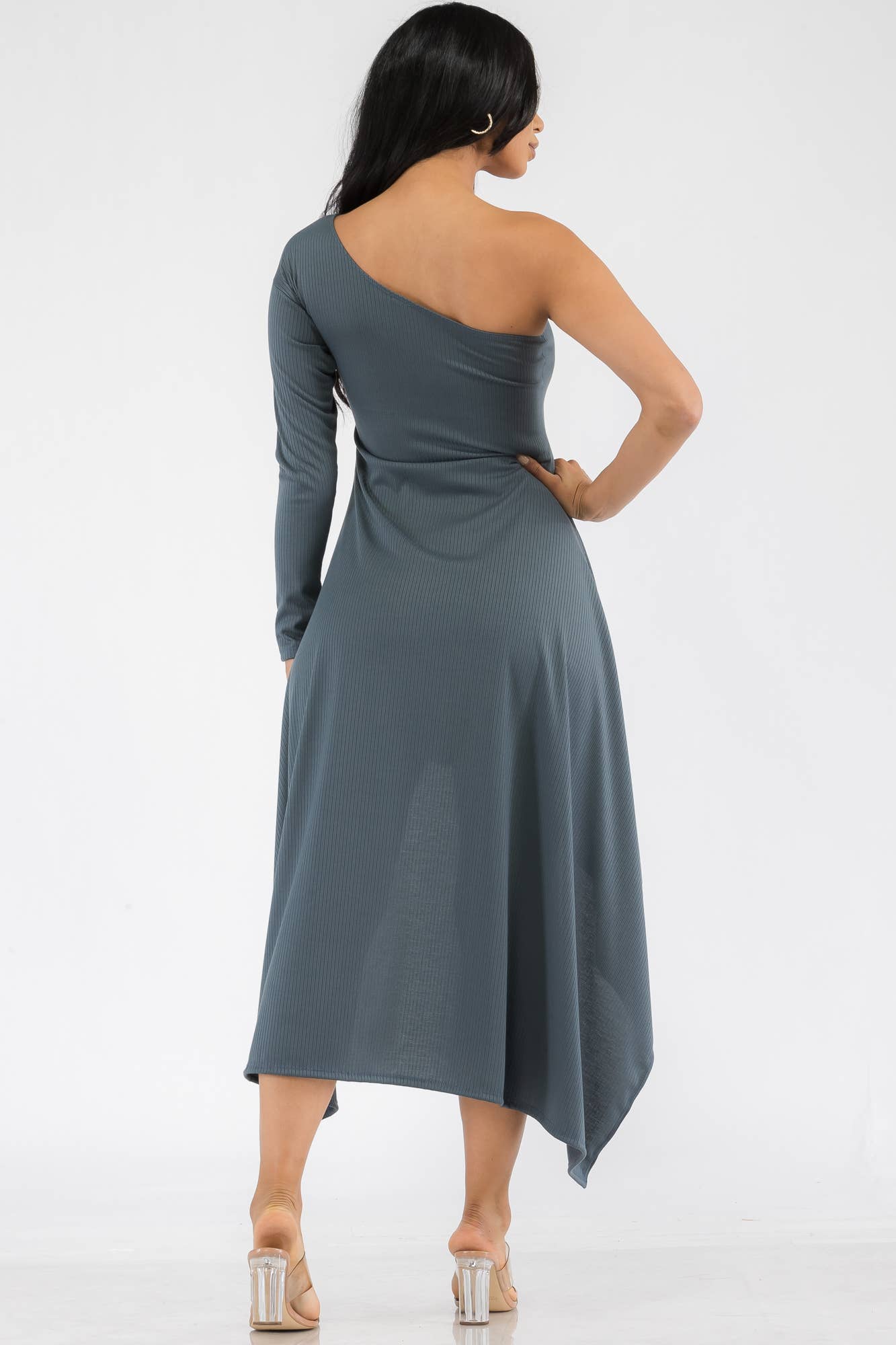 HH597R-SOL - One Shoulder High Low Maxi Dress