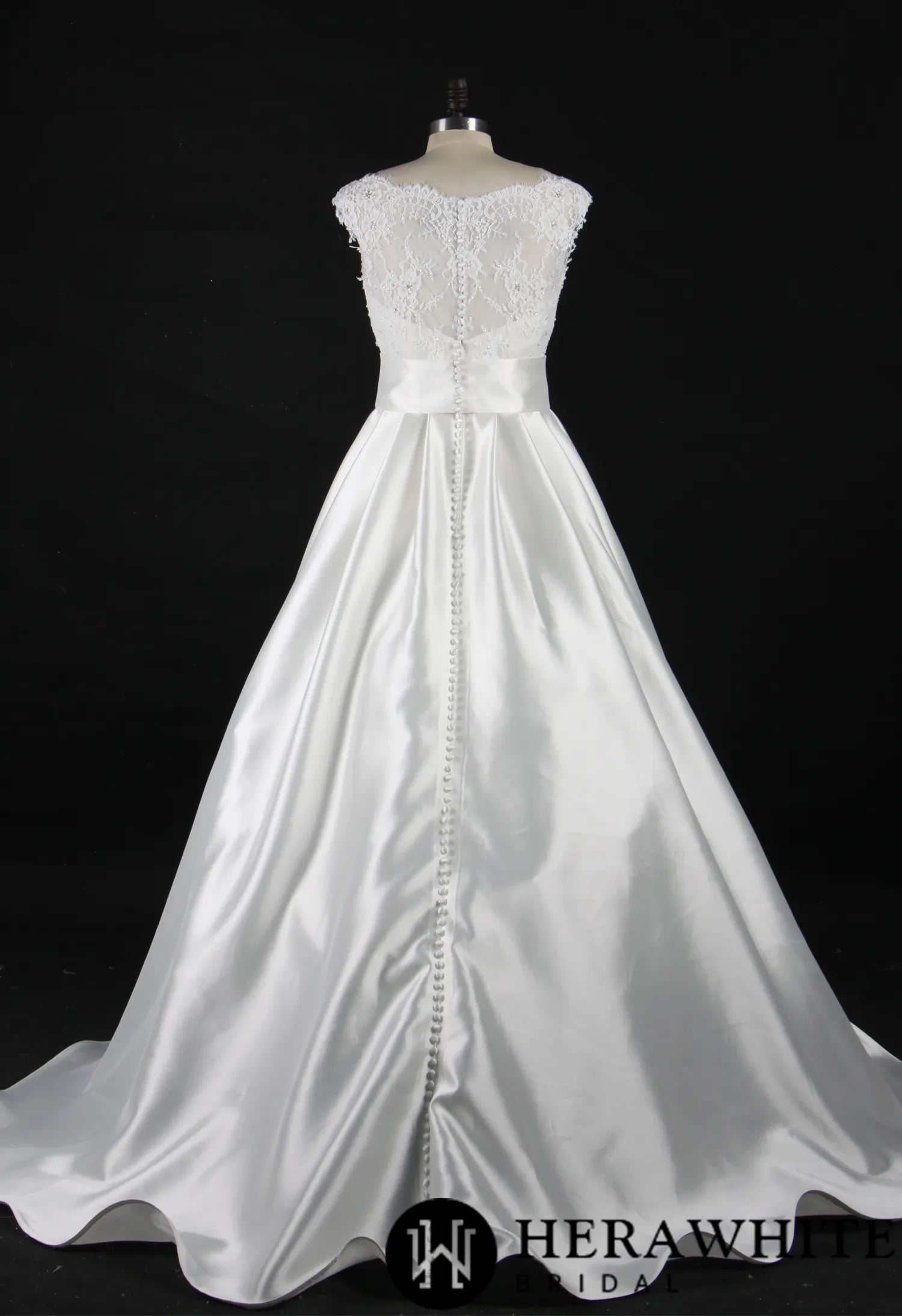 Satin Princess Wedding Gown With A Lovely Lace Bodice