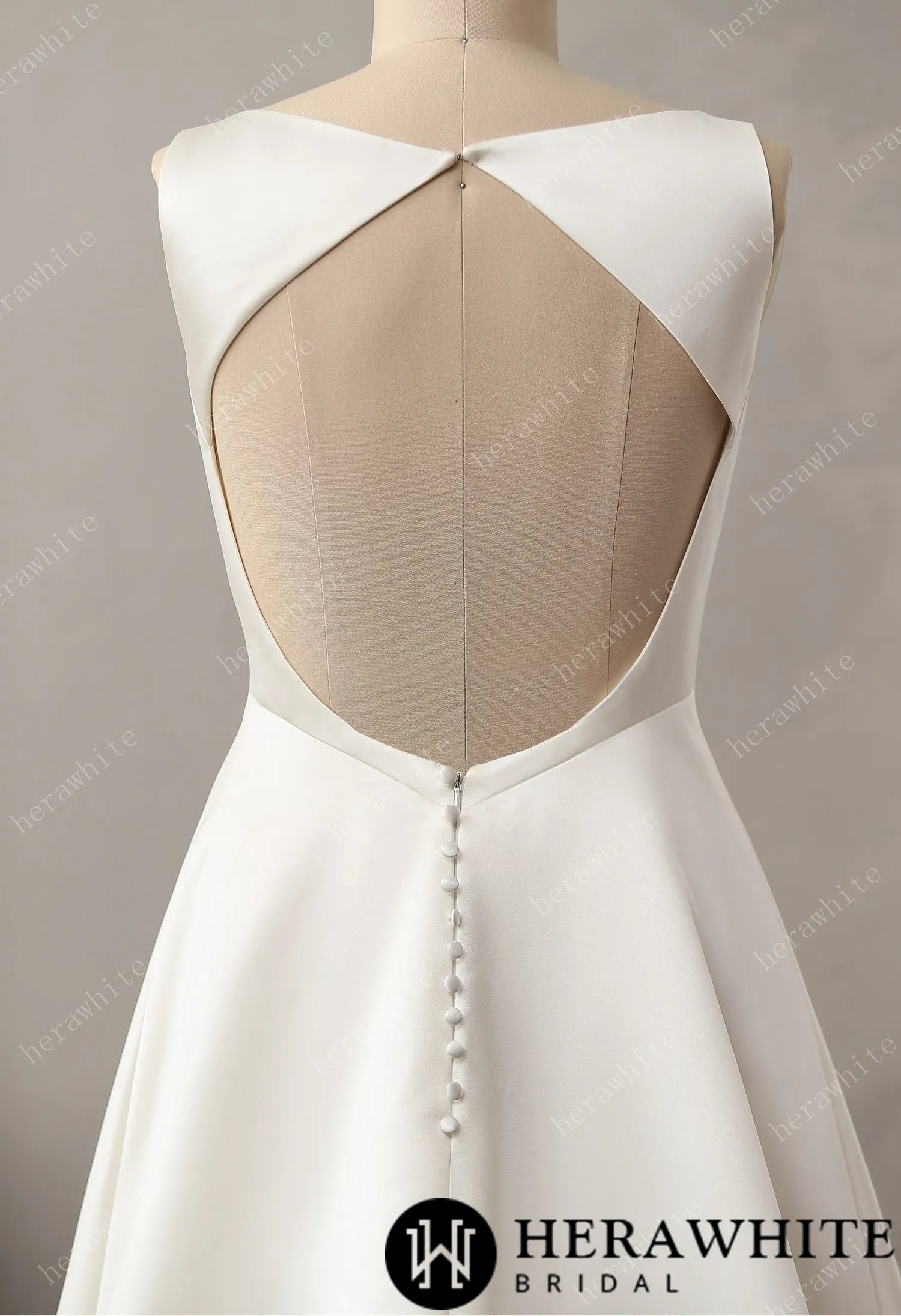 Bateau Neckline A-line Skirt with Cutout Train