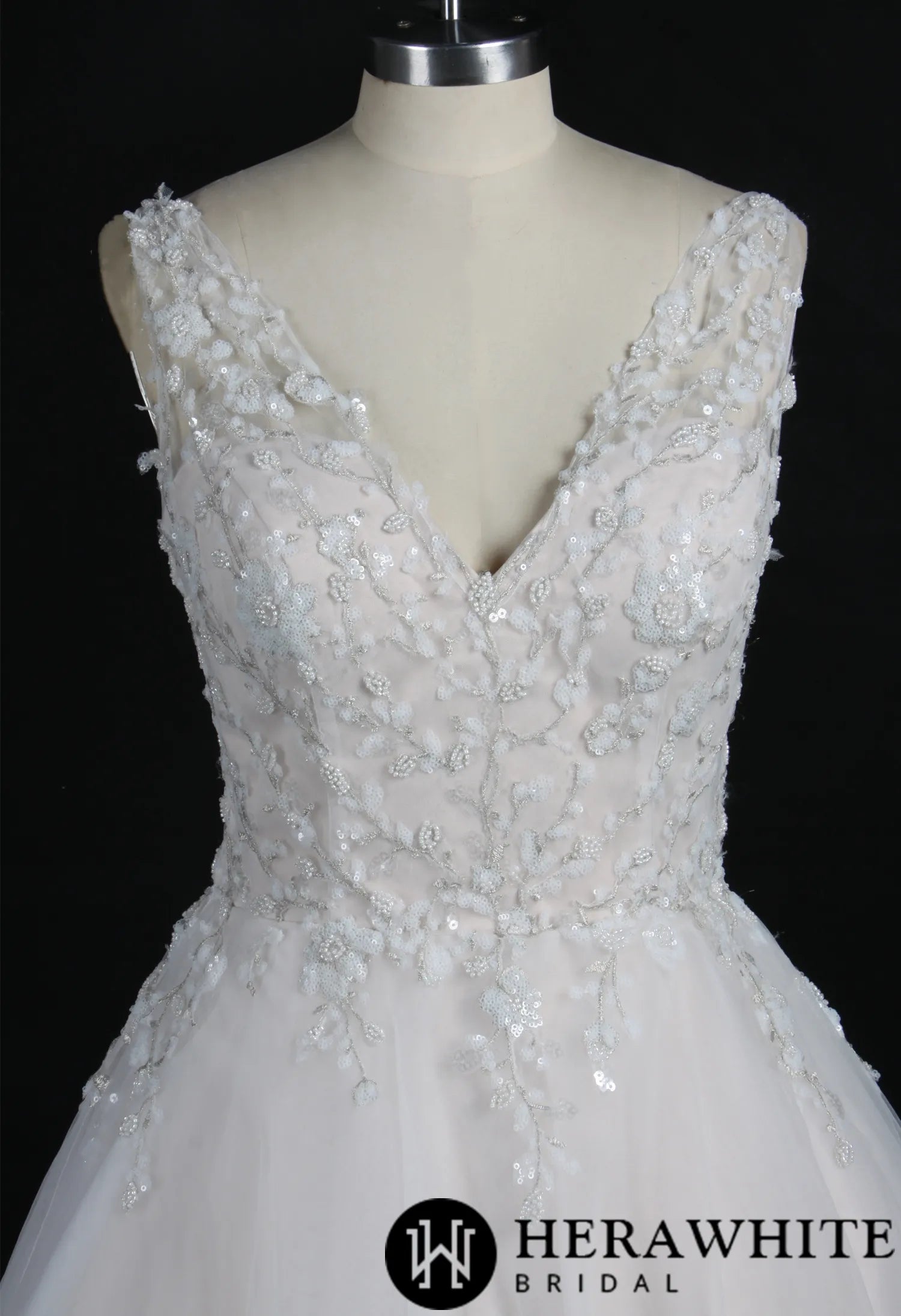 Shimmery Sequined Beading A-Line Wedding Dress
