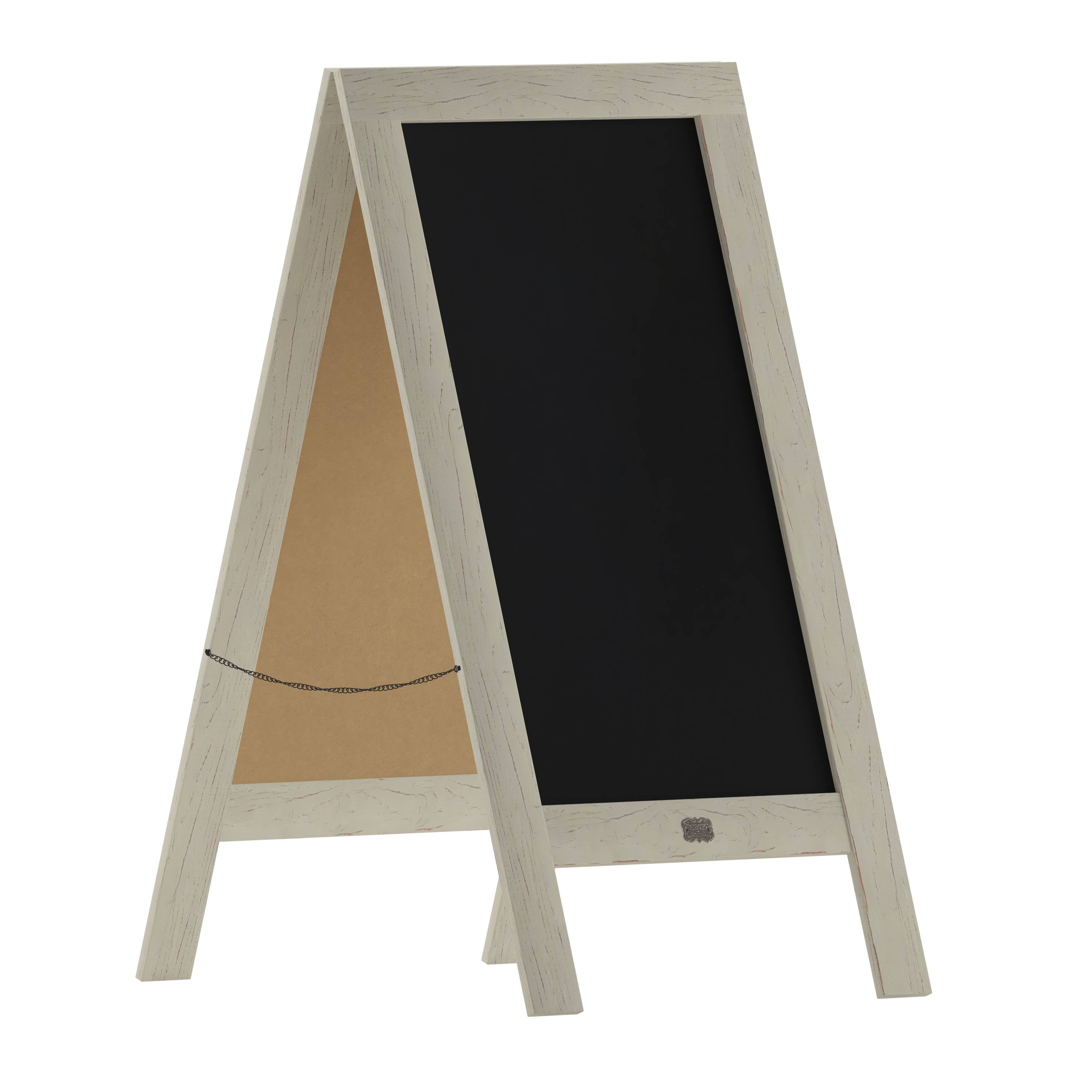 HBCY White Wooden A-Frame Magnetic Chalkboard