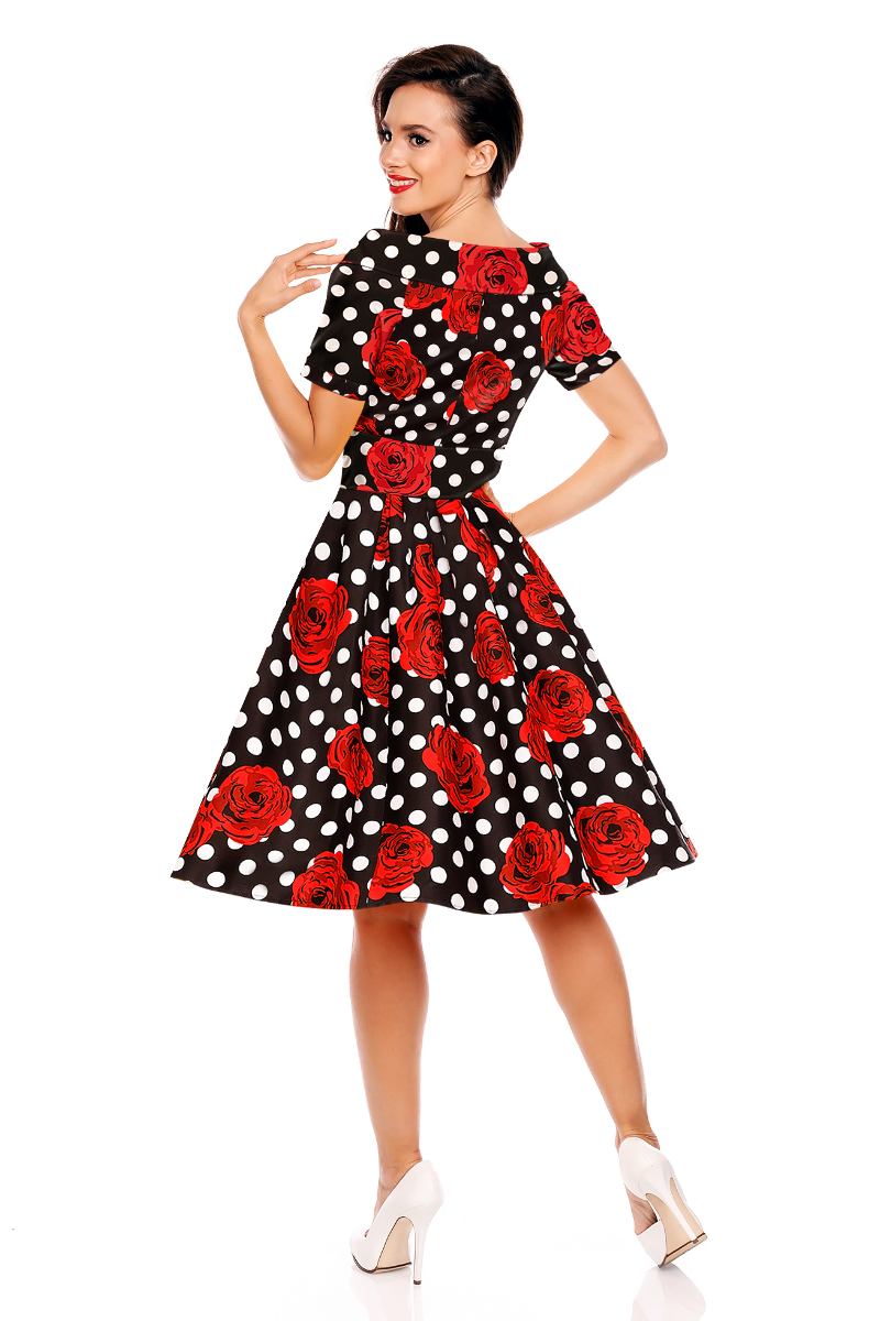 Darlene Polka & Roses Swing Dress