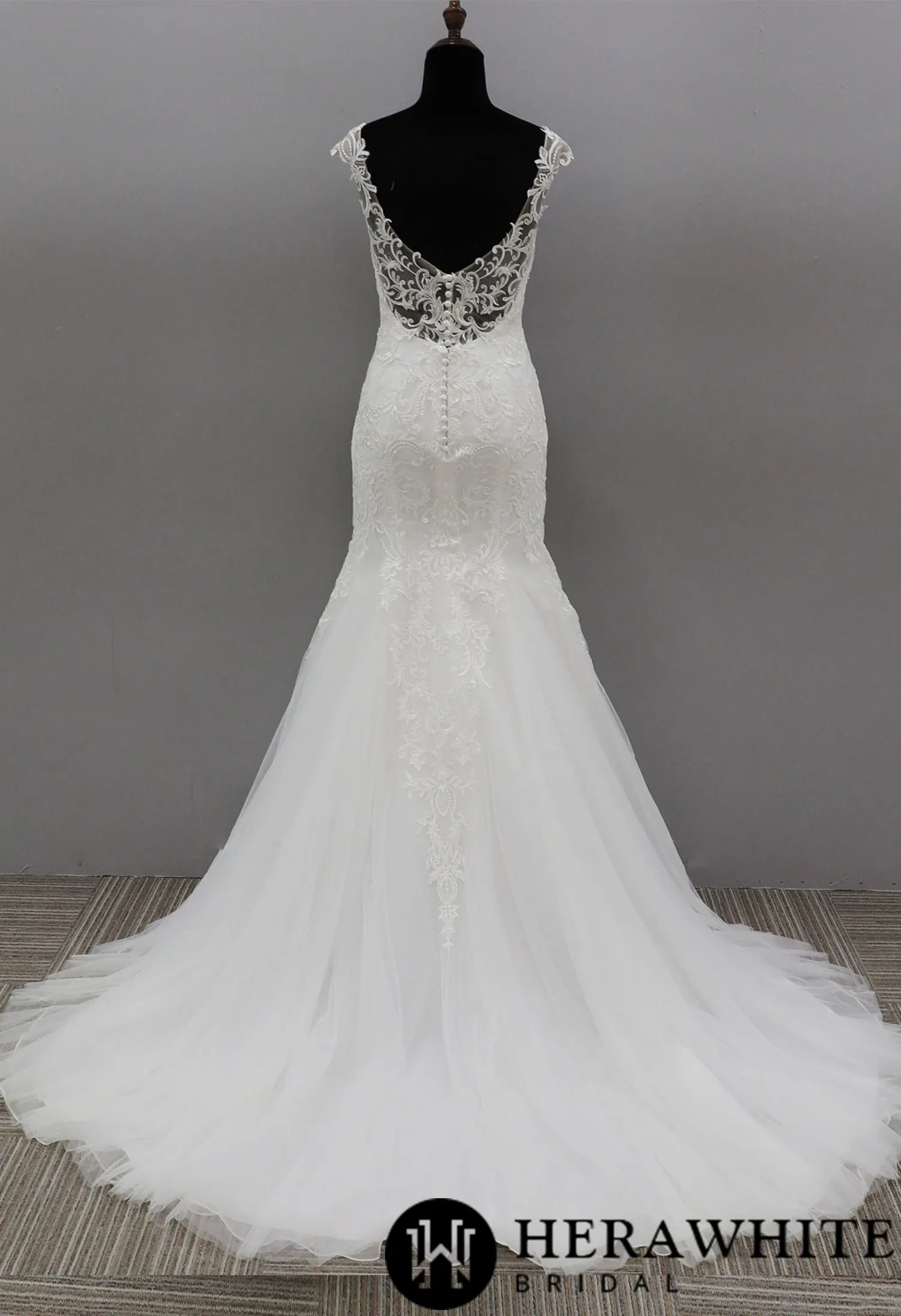 Dramatic Fit and Flare Bridal Gowns With Cap Sleeves