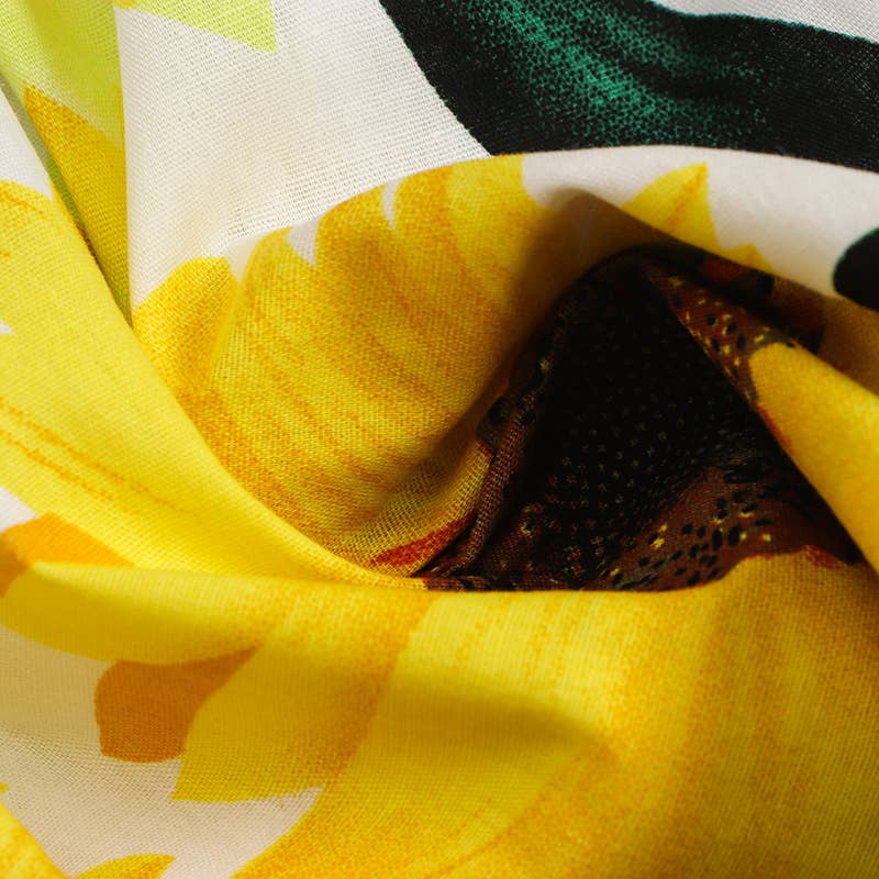 Baby Girl 100% Cotton Allover Sunflower Shirred Cami Dress