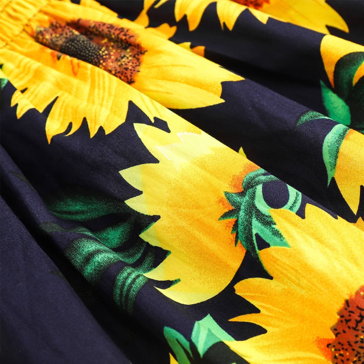Baby Girl 100% Cotton Allover Sunflower Shirred Cami Dress