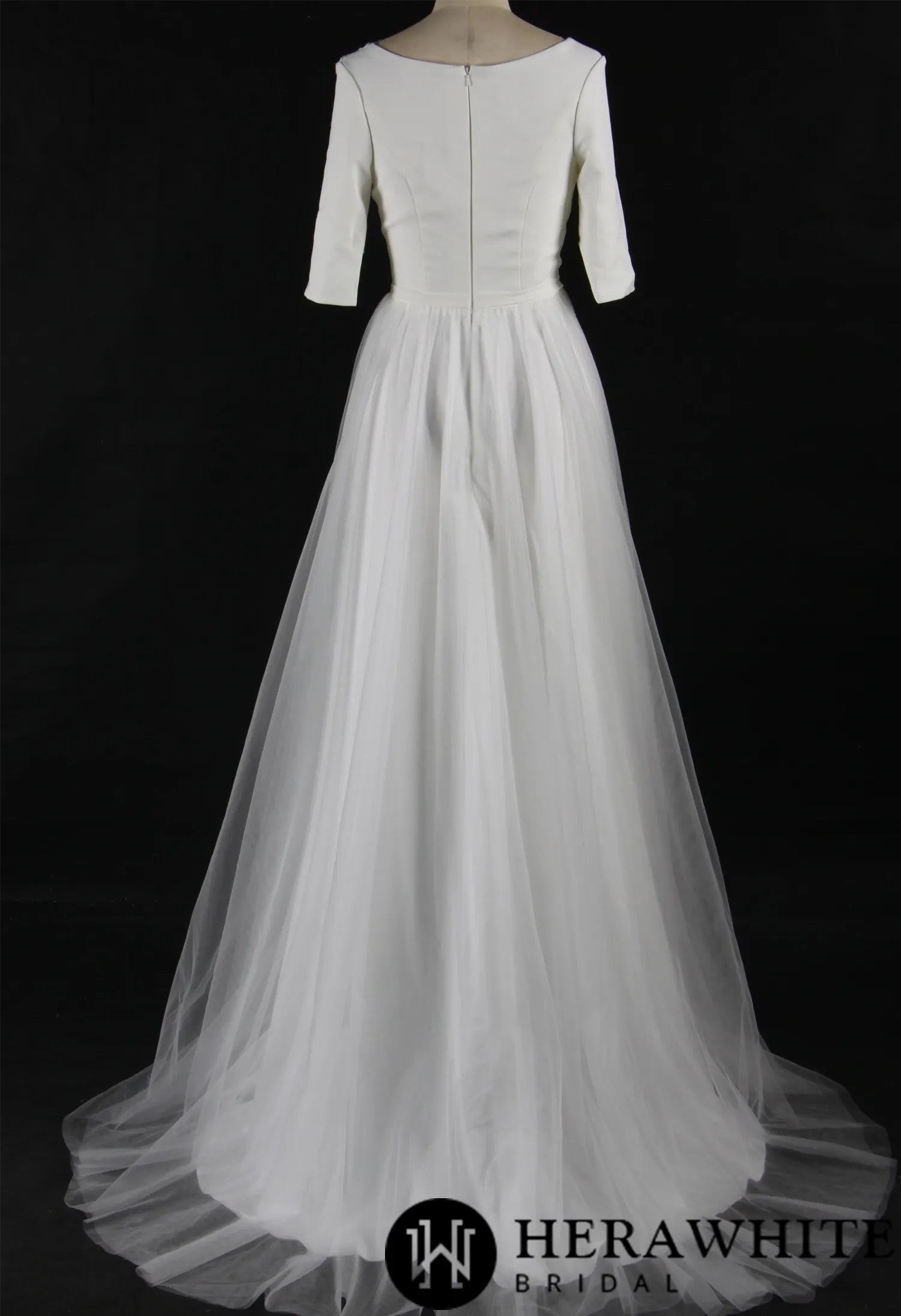 Simple Boho Half Sleeves A-Line Wedding Dress
