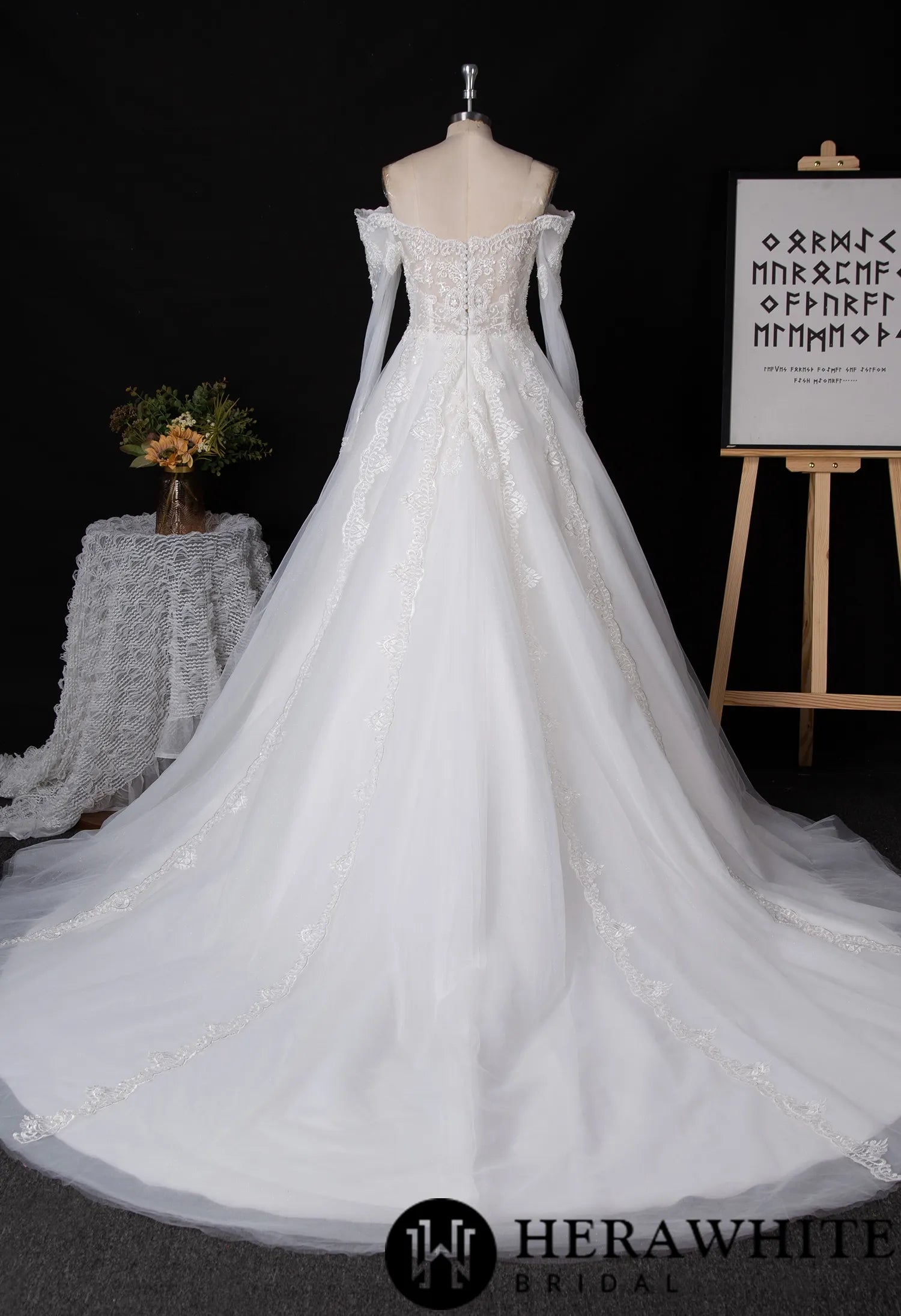Long Sleeve Wedding Gown With Illusion Plunge
