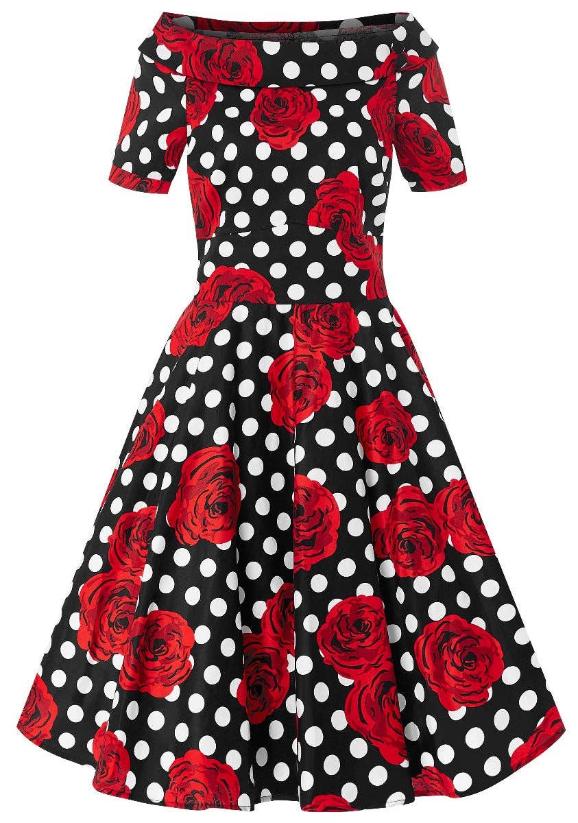 Darlene Polka & Roses Swing Dress