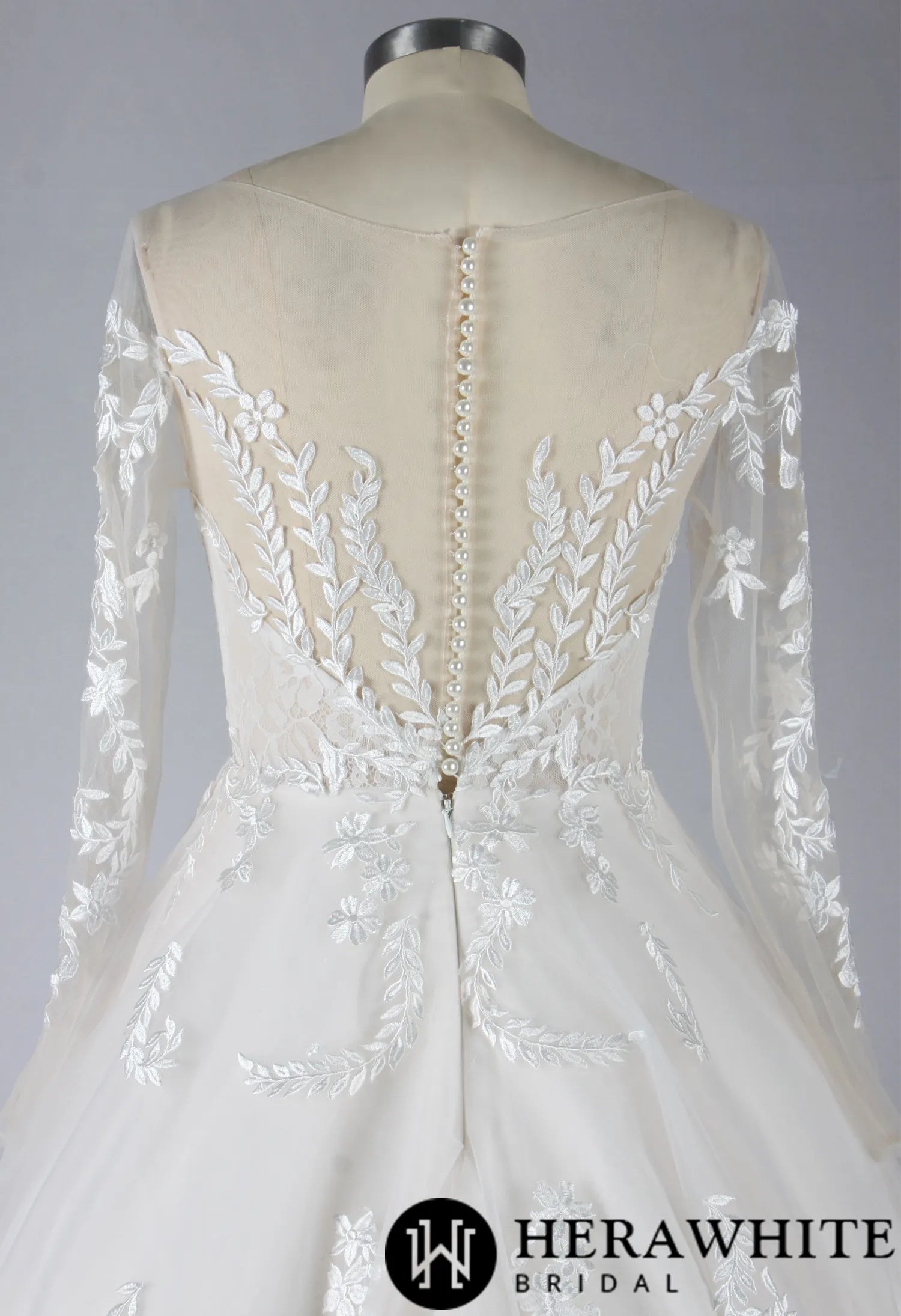 Elegant Illusion Long Sleeve Lace A-Line Wedding Dress
