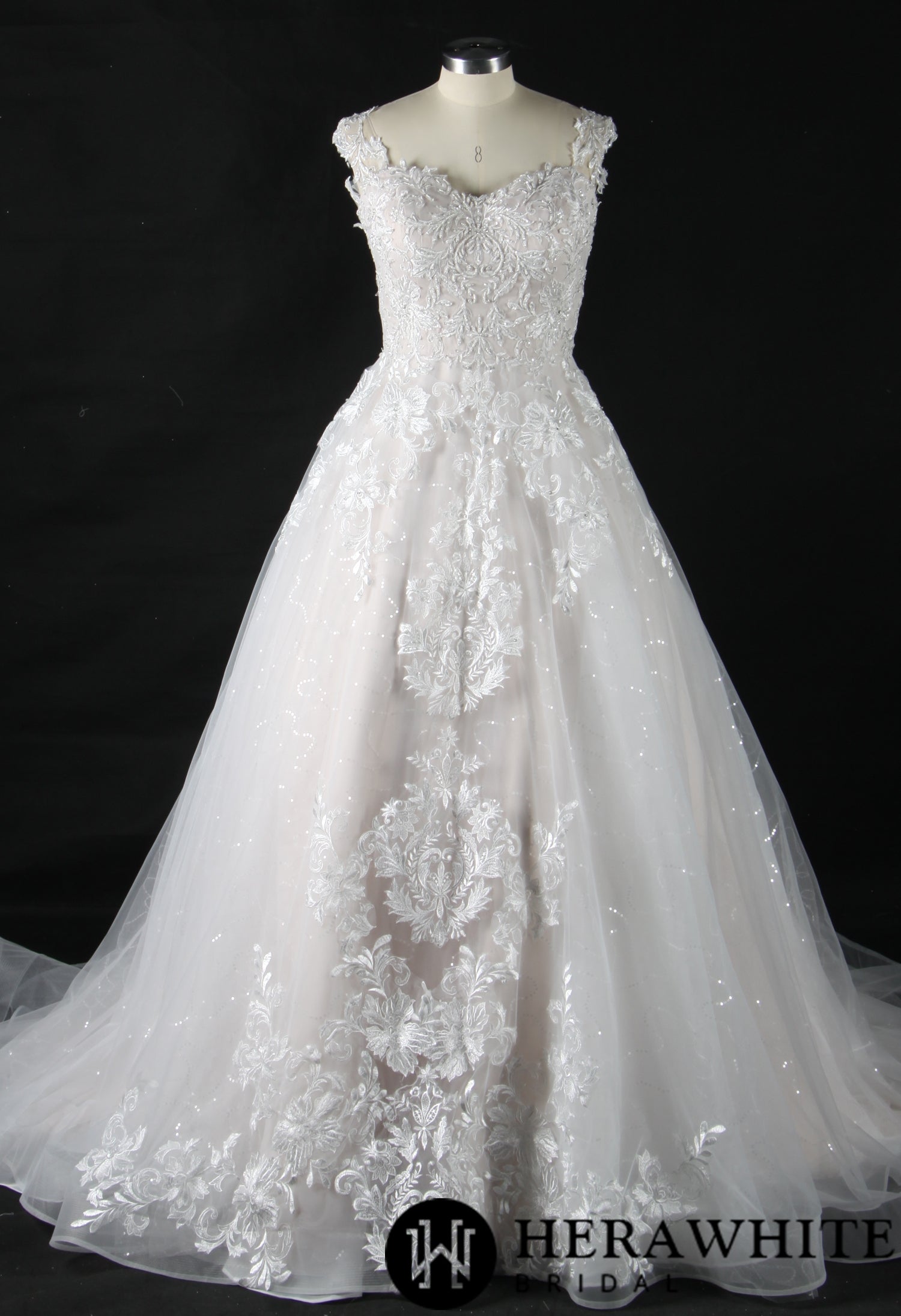 Shimmer Lace Straps A-Line Wedding Dress