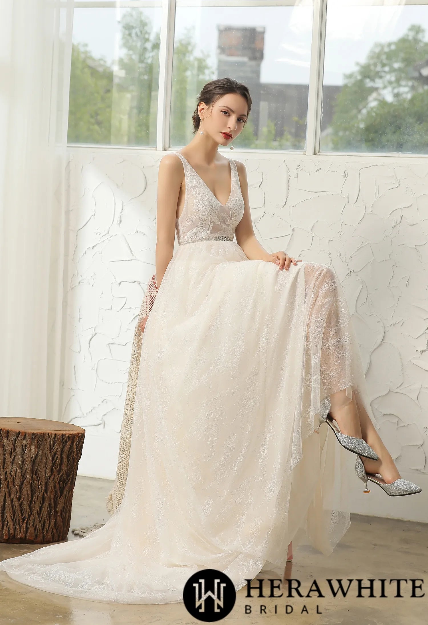 Lace Wedding Dress With Beaded Belt