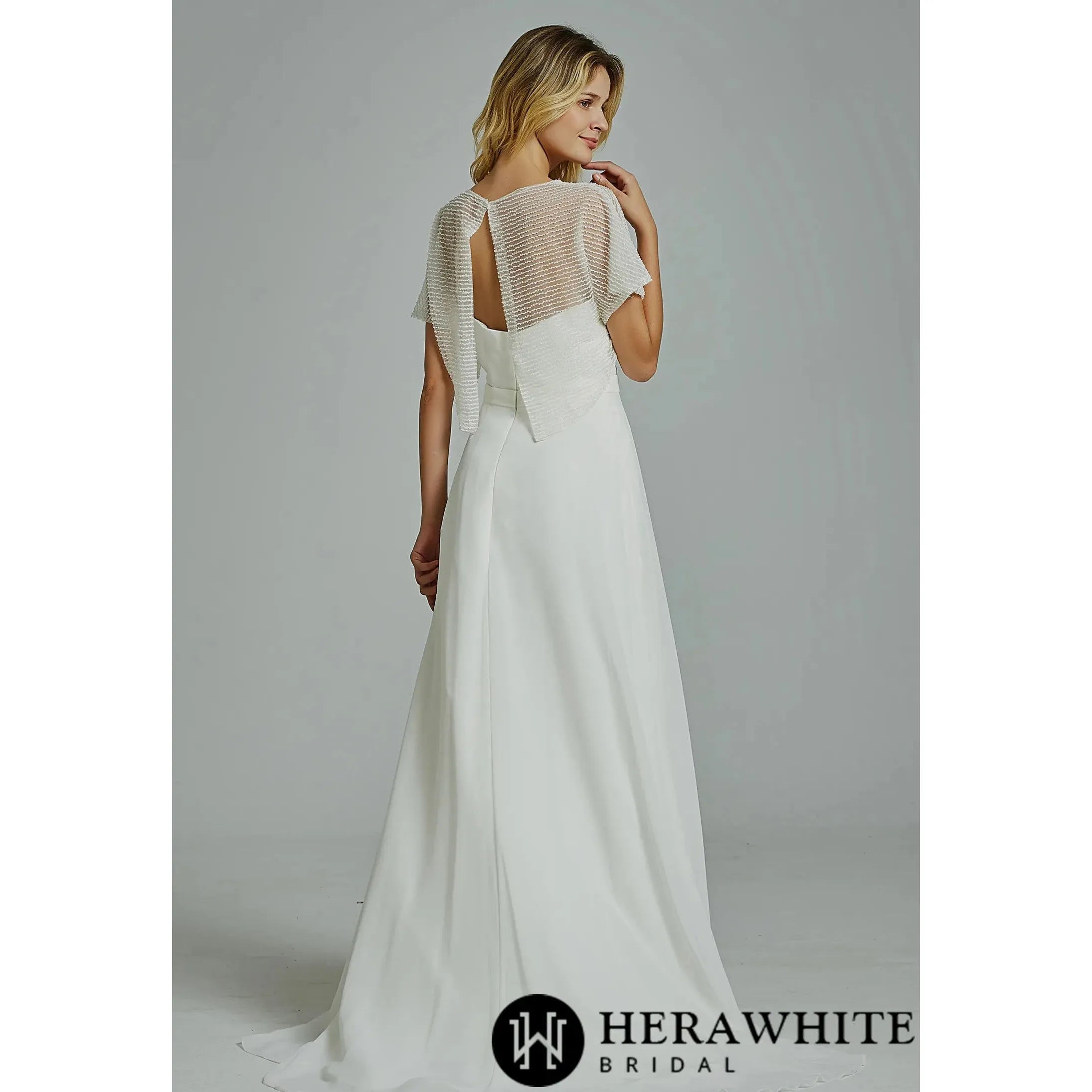 Chic Strapless A-Line Wedding Dress With Beading Seperate Jacket