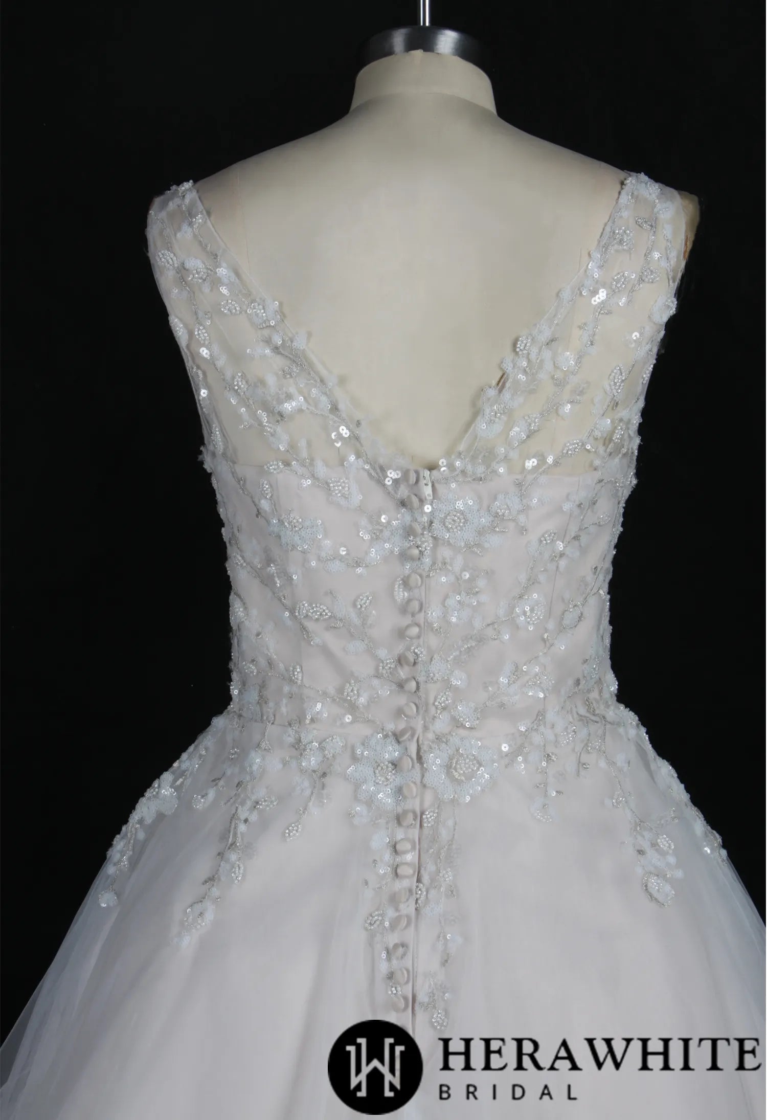 Shimmery Sequined Beading A-Line Wedding Dress
