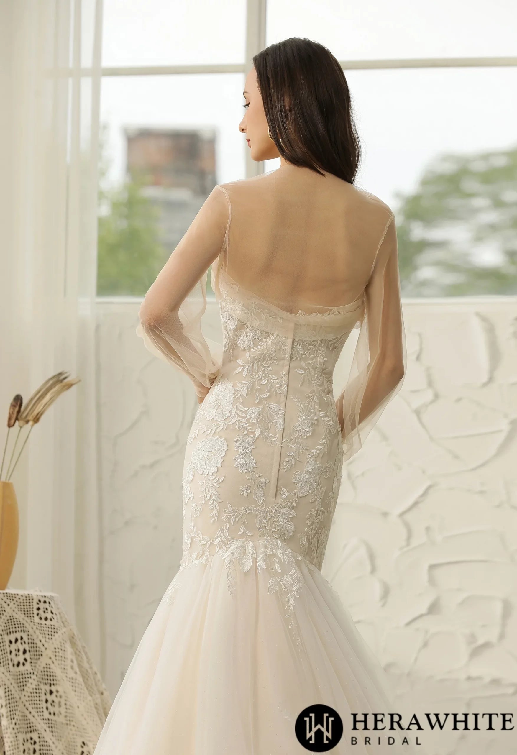 Sweetheart Lace Tulle Mermaid Wedding Gown