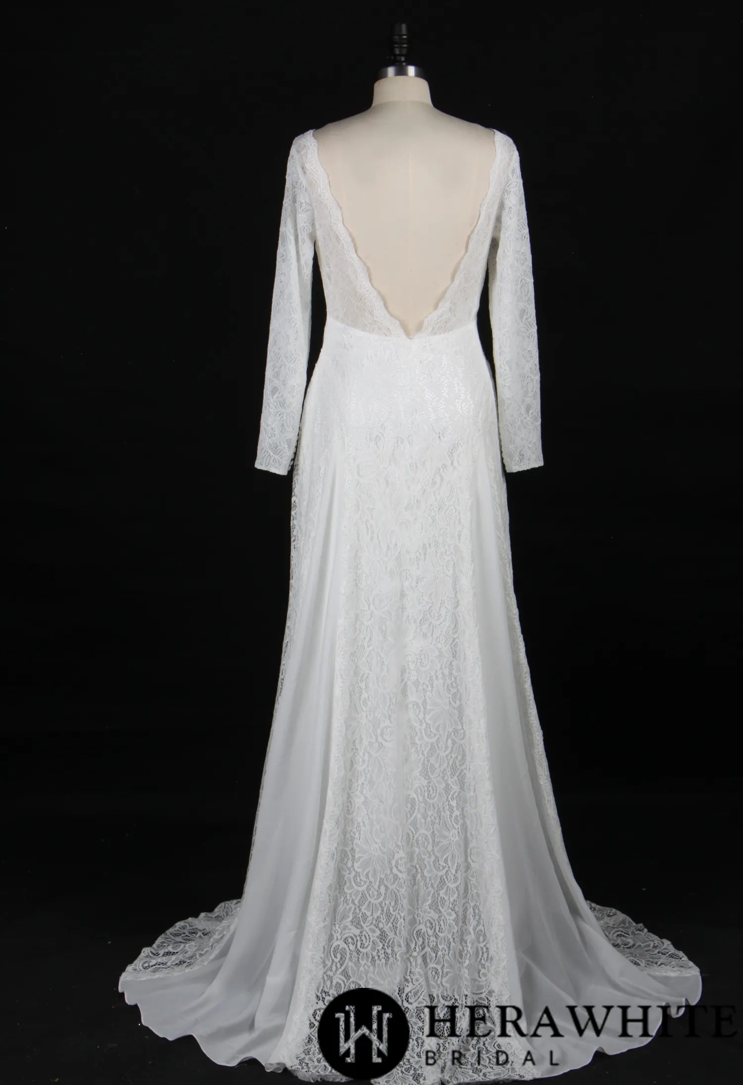 Elegant Illusion Long Sleeve Lace Wedding Dress